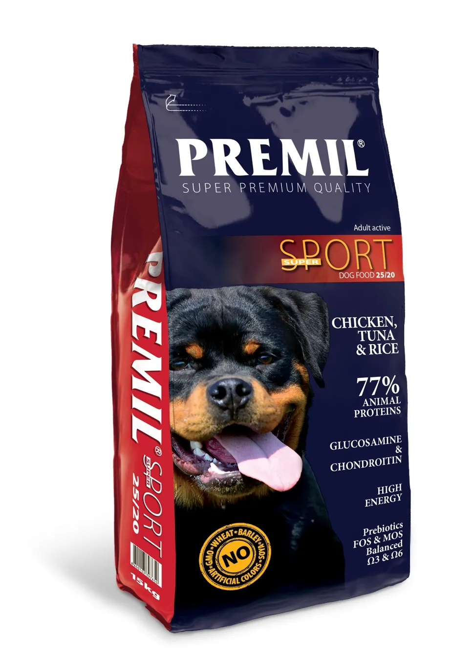 Premil Dog Adult Active Super Sport (25/20) сухой корм с курицей, тунцем и рисом для активных и рабочих взрослых собак - 1 кг