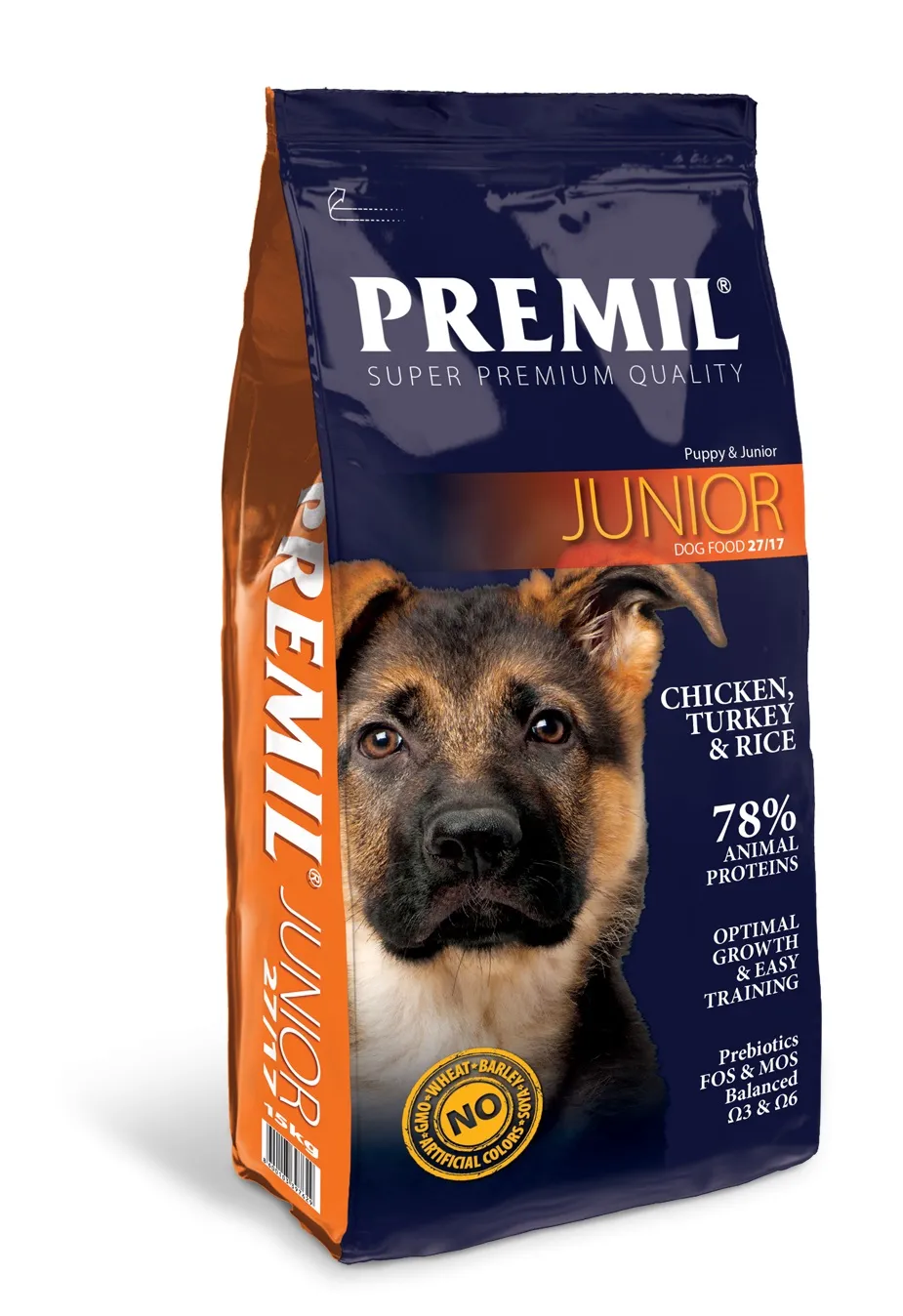 Premil Dog Junior (27/17) сухой корм с курицей, индейкой и рисом для щенков собак больших пород - 1 кг