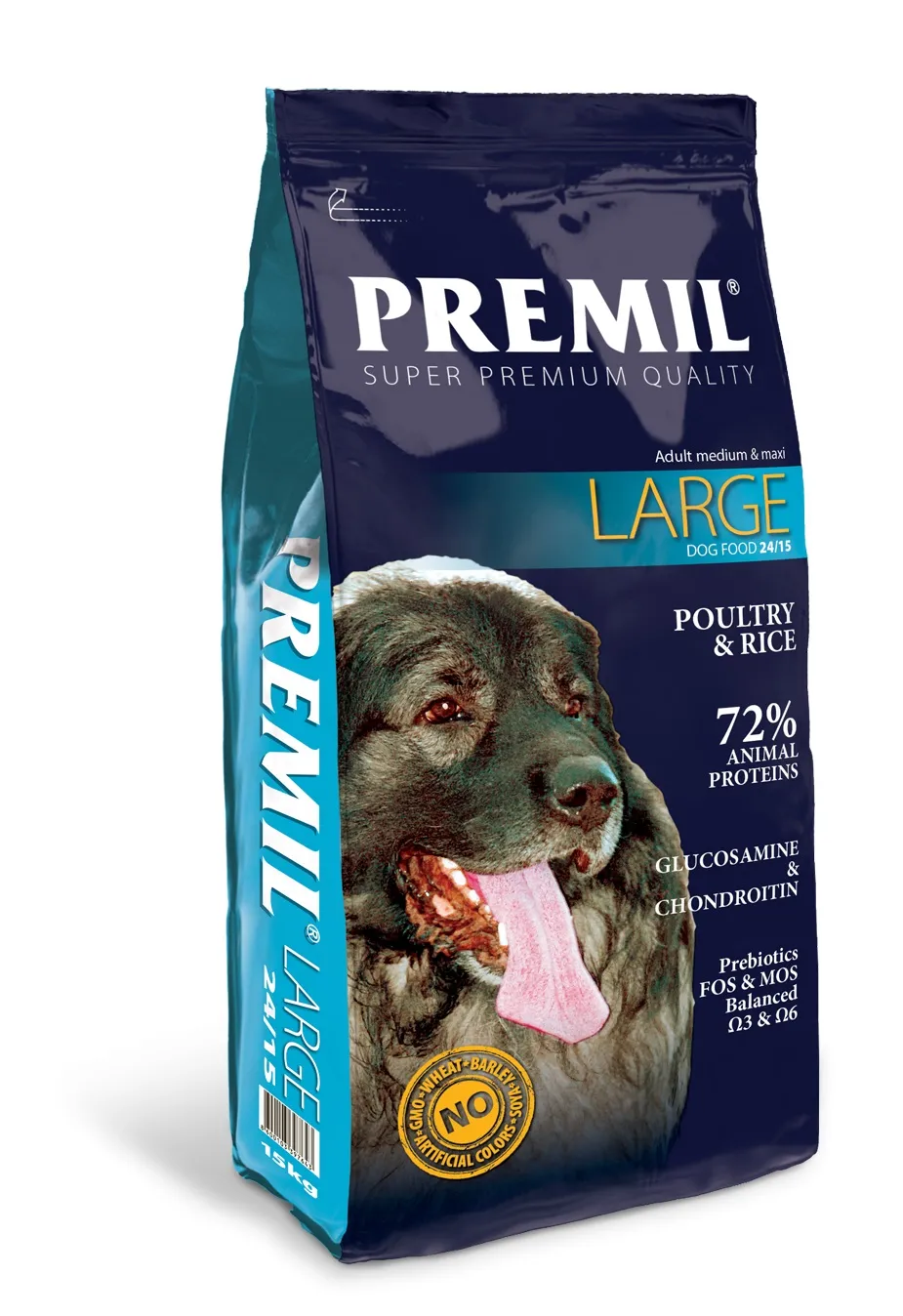 Premil Dog Large (24/15) сухой корм с домашней птицей и рисом для взрослых собак средних и крупных пород - 3 кг