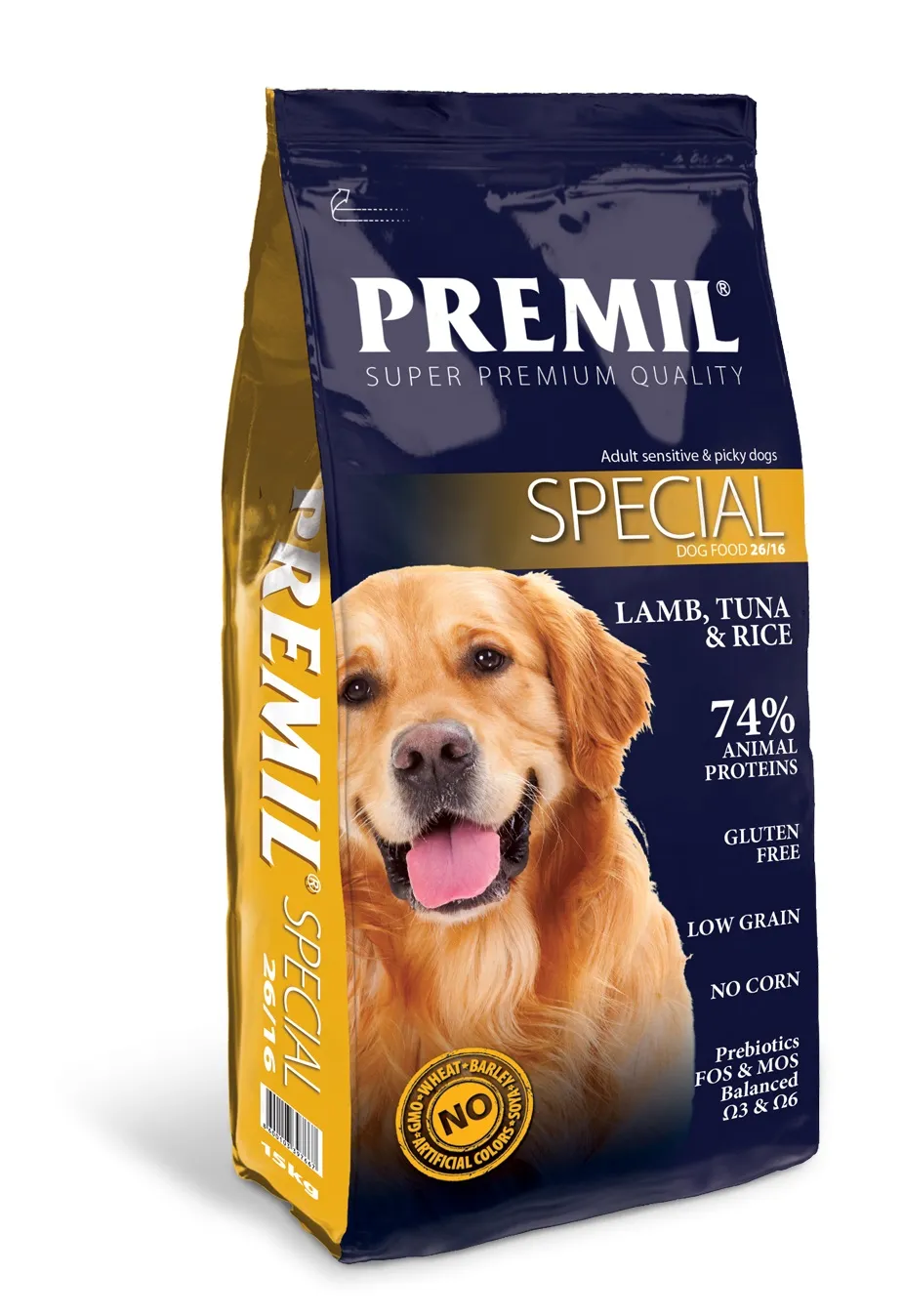 Premil Dog Special (26/16) сухой корм с ягненком, тунцем и рисом для взрослых собак склонных к аллергии - 1 кг