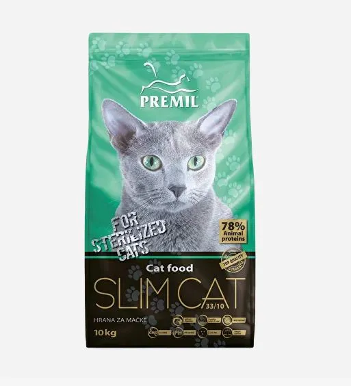 Premil Slim Cat (33/10) сухой корм для стерилизованных и малоподвижных кошек - 10 кг