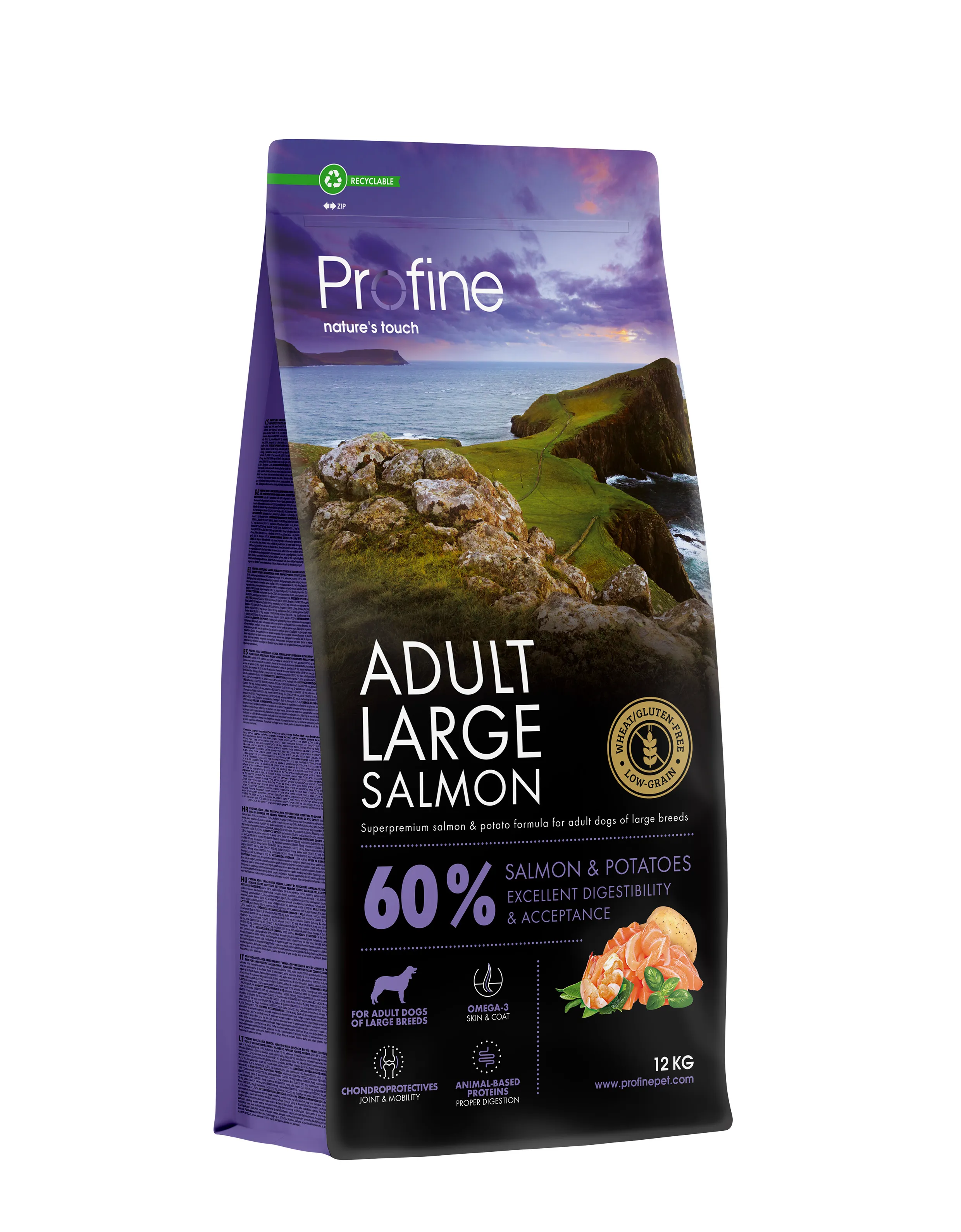 Profine Dog Adult Large Salmon and Potatoes сухой корм для взрослых собак больших пород, с лососем и картофелем - 12 кг