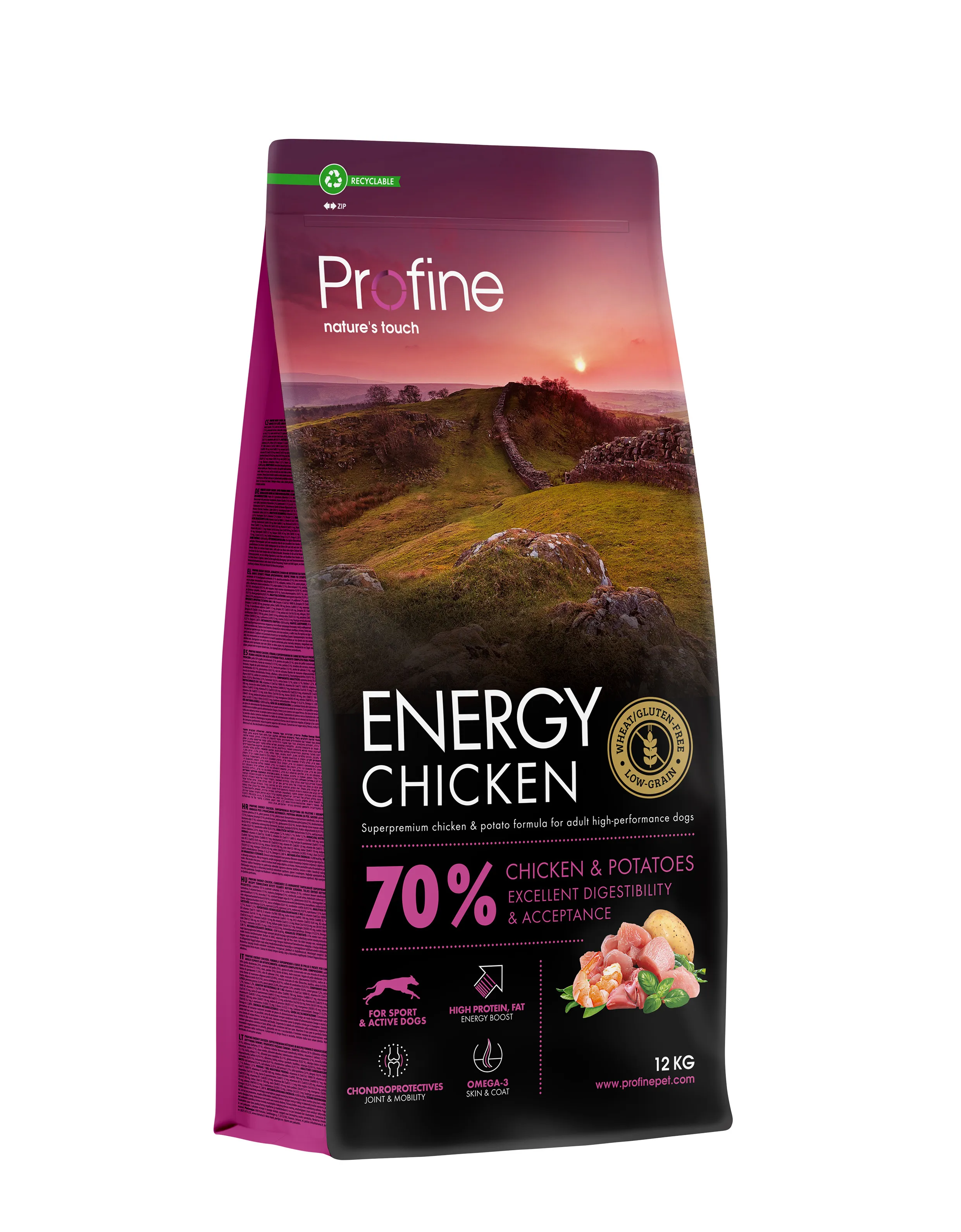 Profine Dog Energy Chicken and Potatoes сухой корм для активных собак всех пород, с курицей и картофелем - 12 кг