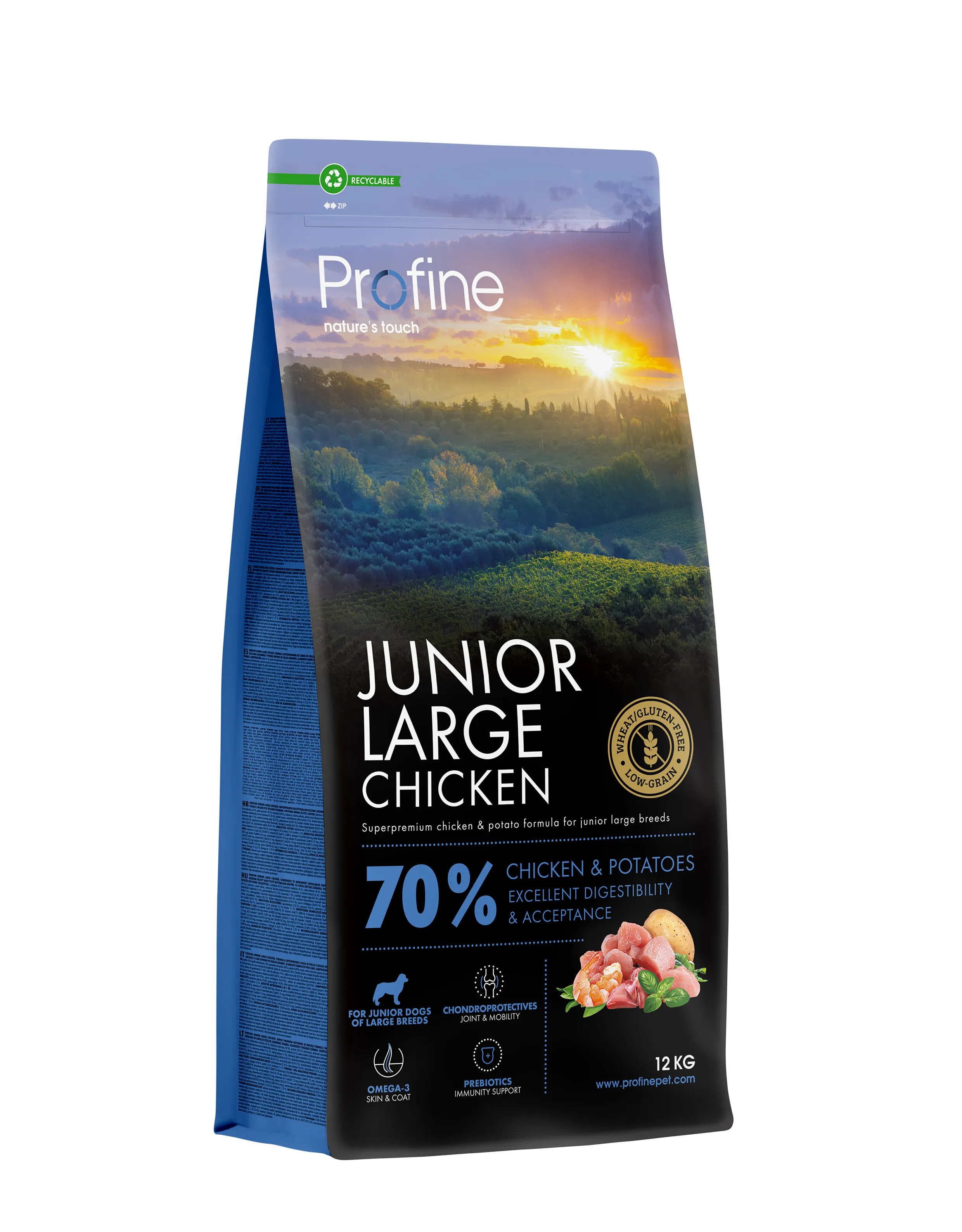 Profine Dog Junior Large Chicken and Potatoes сухой корм для щенков и юниоров больших пород, с курицей и картофелем - 12 кг