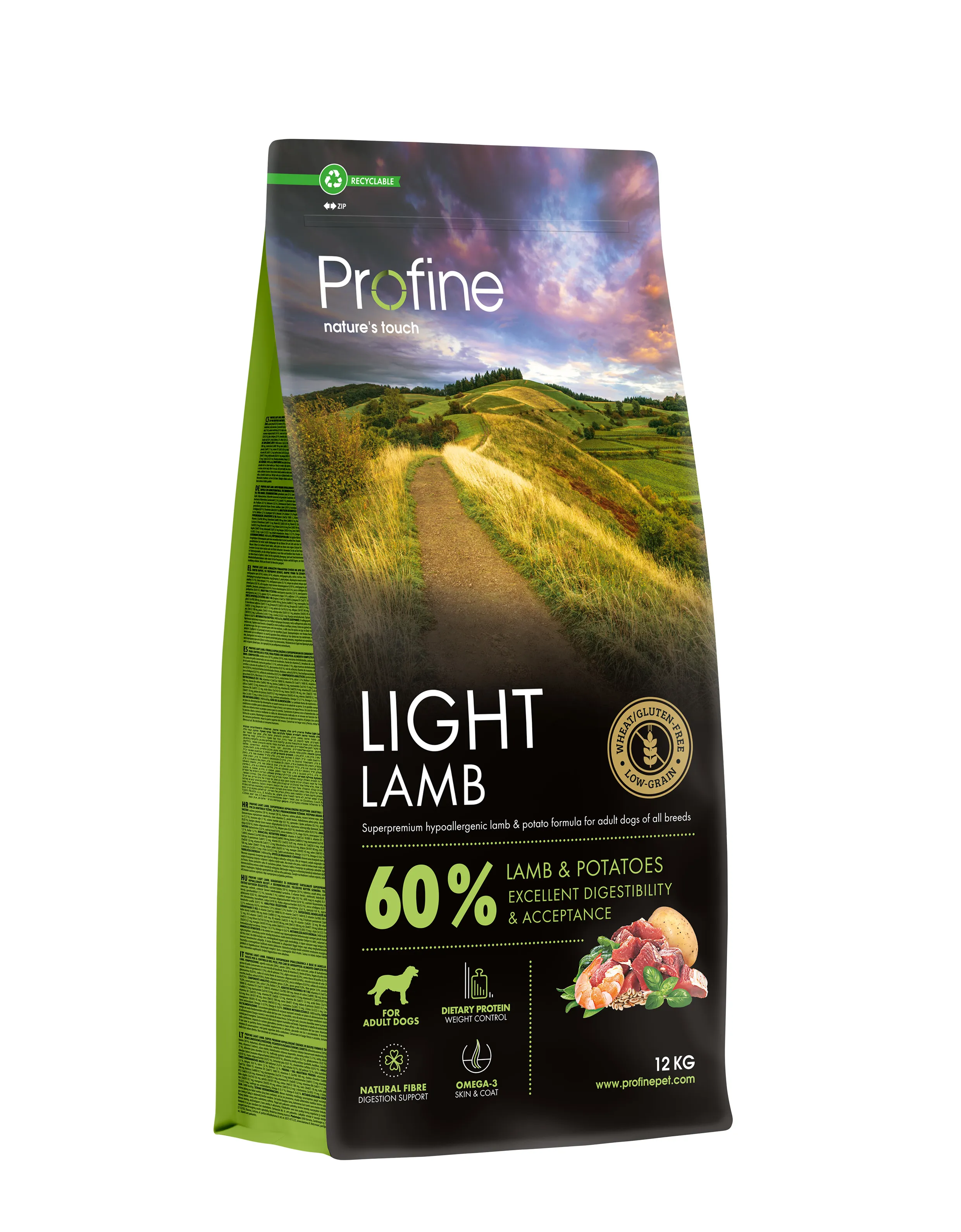 Profine Dog Light Lamb & Potatoes гипоаллергенный сухой корм для контроля веса собак с ягненком и картофелем - 12 кг