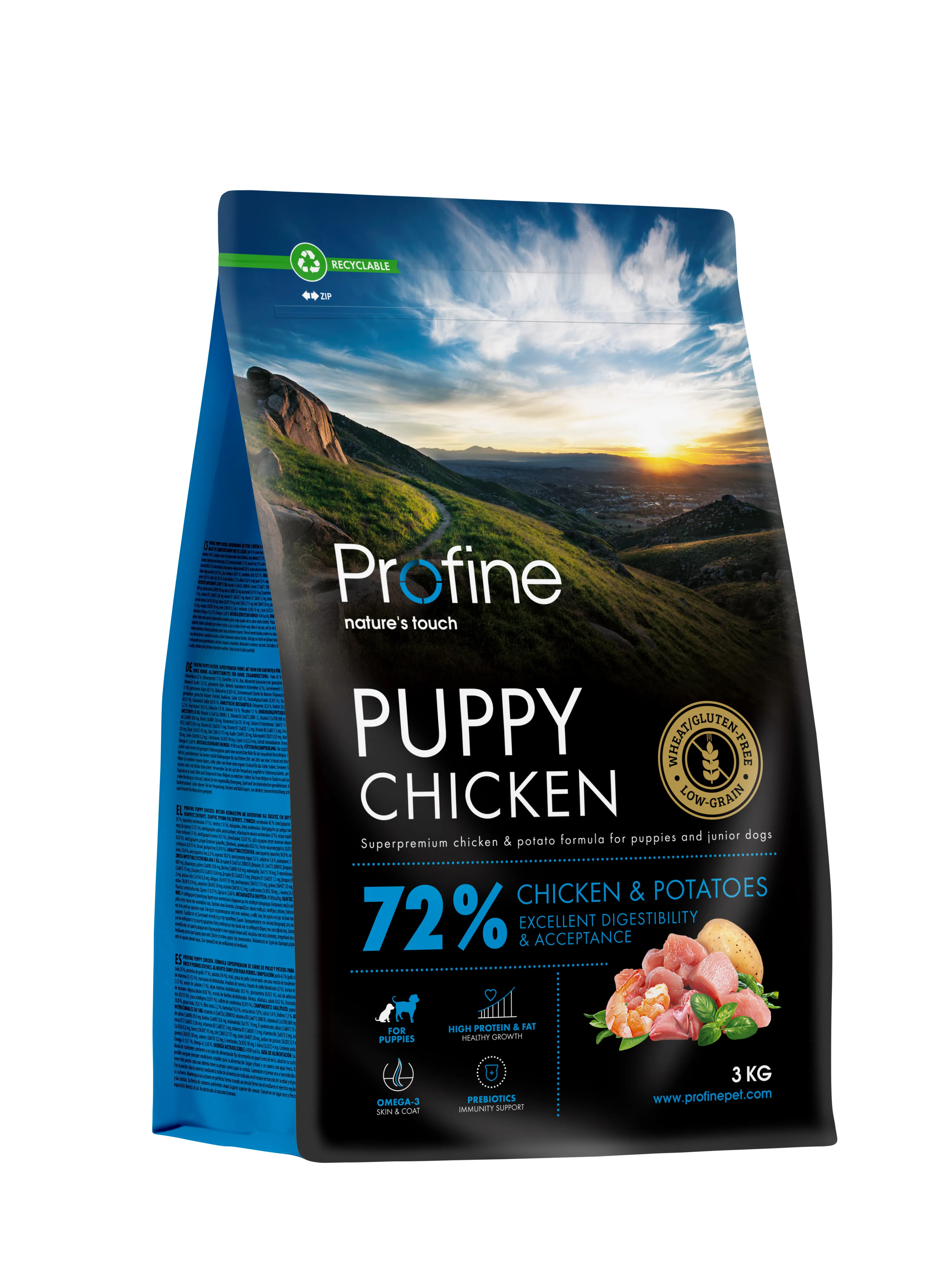 Profine Puppy Chicken and Potatoes сухой корм для щенков и юниоров всех пород, с курицей и картофелем - 3 кг