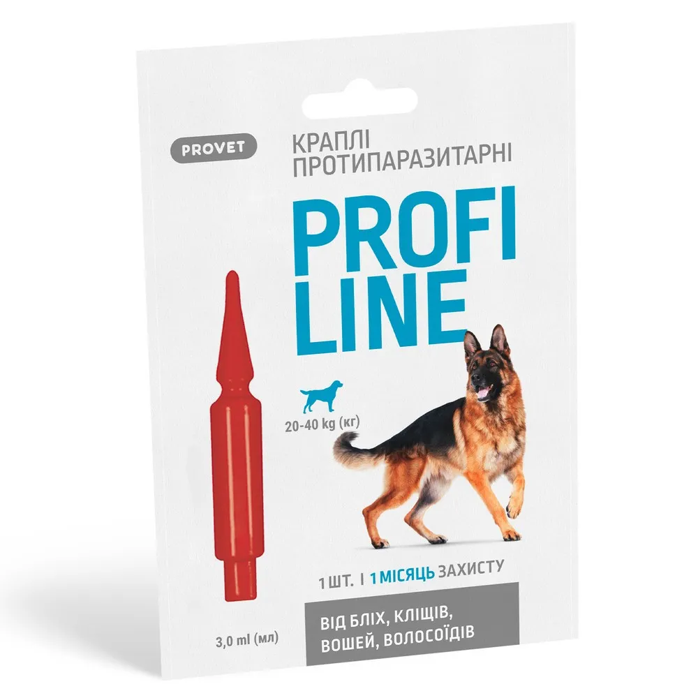 ProVet ProfiLine капли для собак 20-40 кг, 1 пипетка 3,0 мл (инсектоакарицид)