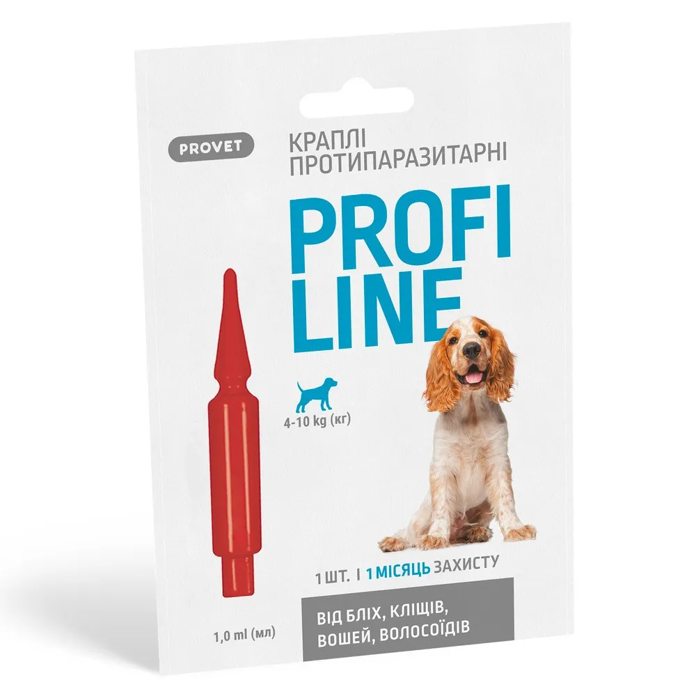 ProVet ProfiLine капли для собак 4-10 кг, 1 пипетка 1,0 мл (инсектоакарицид)