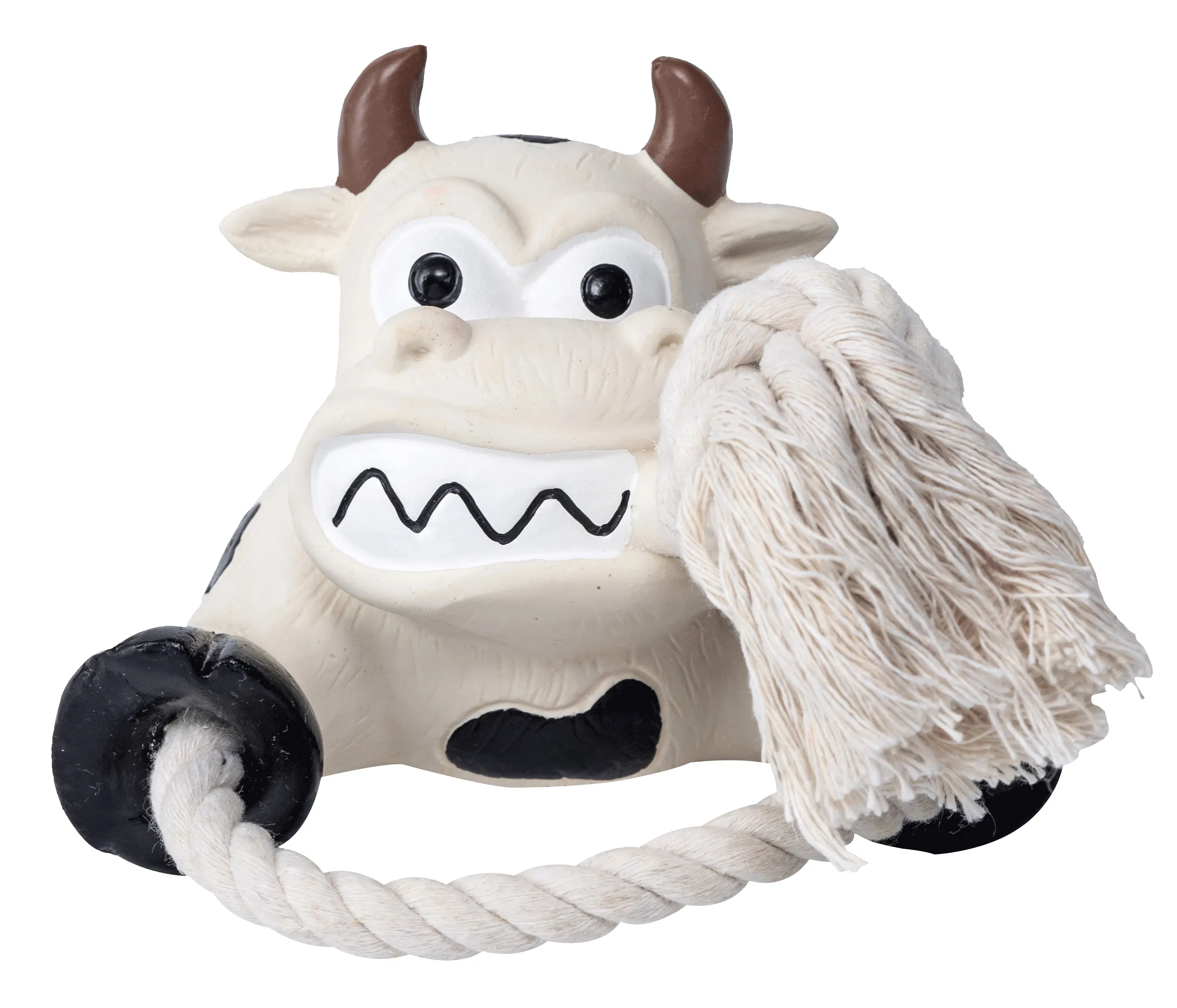Quapas! Dog Toy Fun Cow with Rope игрушка для собак с песчалкой, коровка, белая