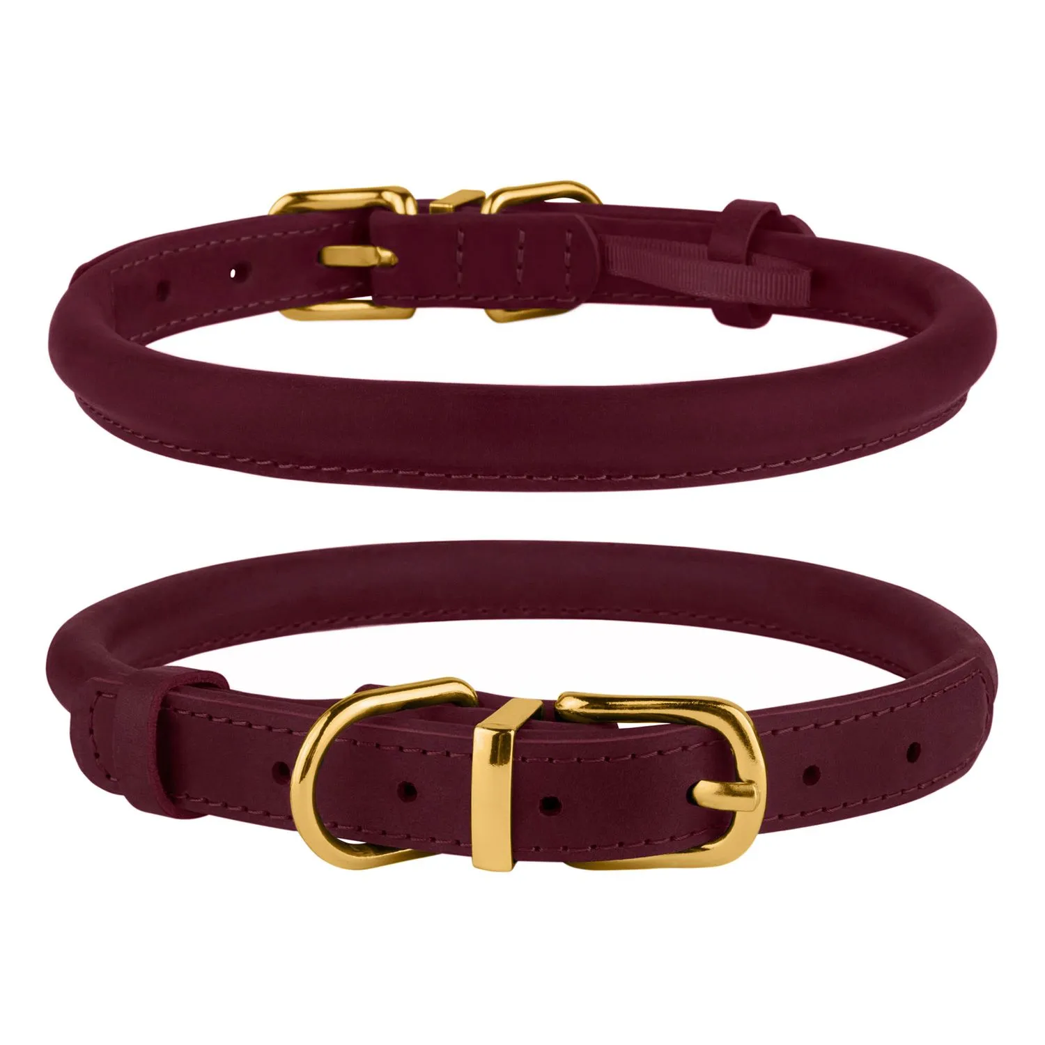 BronzeDog Crazy Ошейник для собак круглый кожаный Бордовый XL