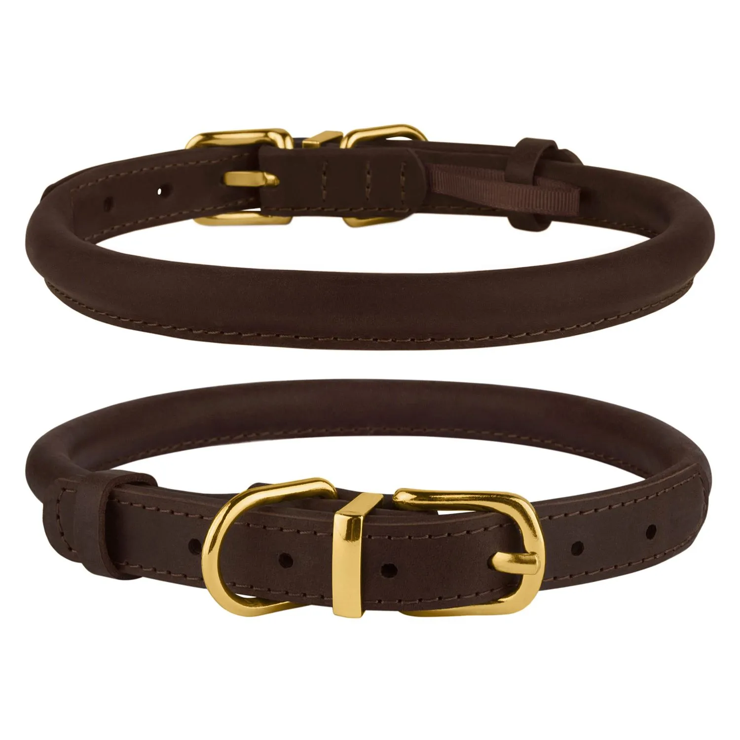 BronzeDog Crazy Ошейник для собак круглый кожаный темно-коричневый XL