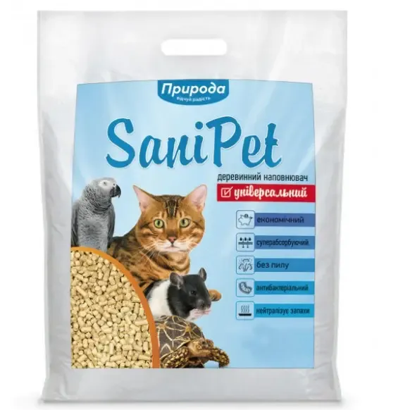 Priroda (Природа) Sani Pet наповнювач деревинний для котів «Універсальний» - 10 кг