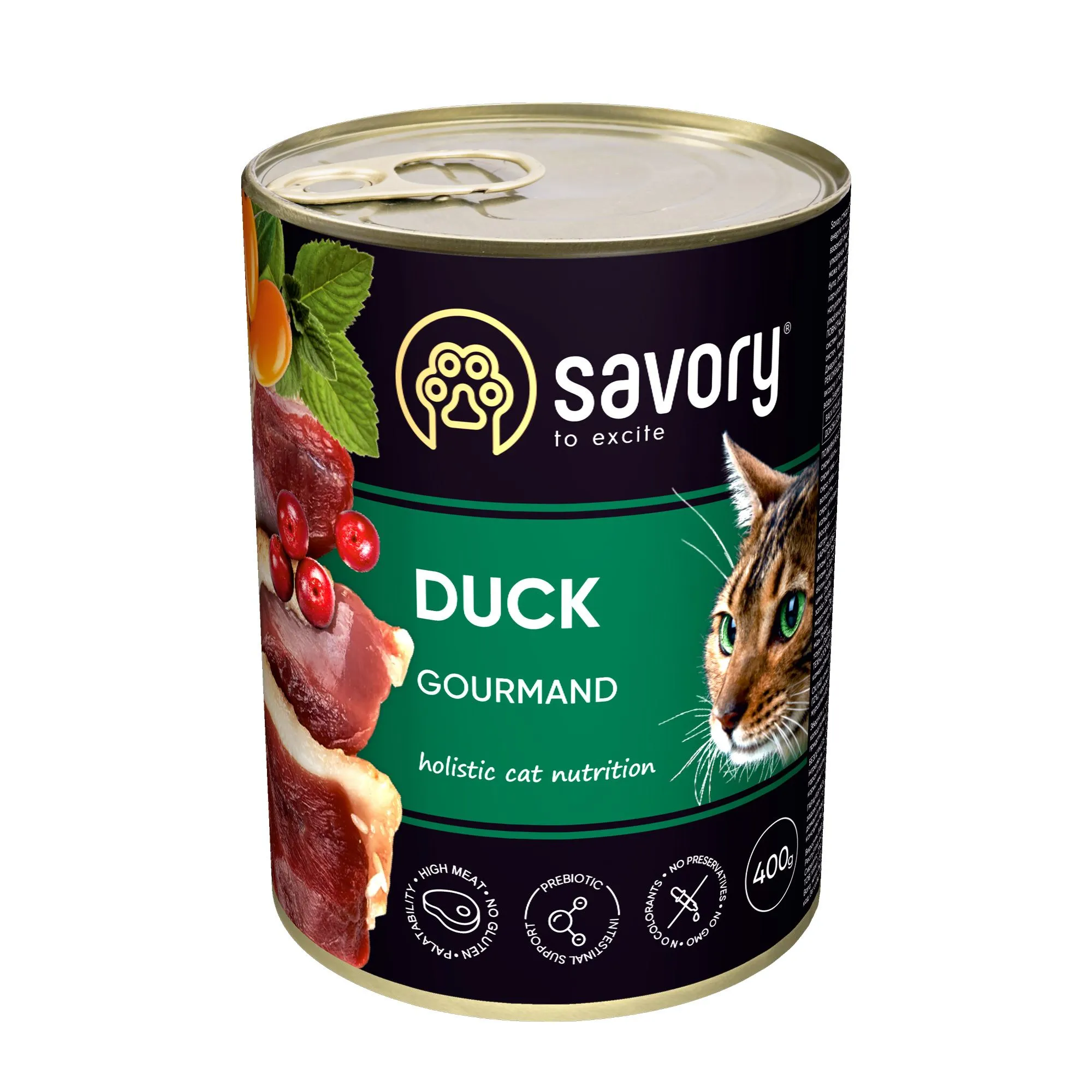 Savory Cat Gourmand Duck влажный корм из мяса утки для взрослых кошек гурманов - 400 г