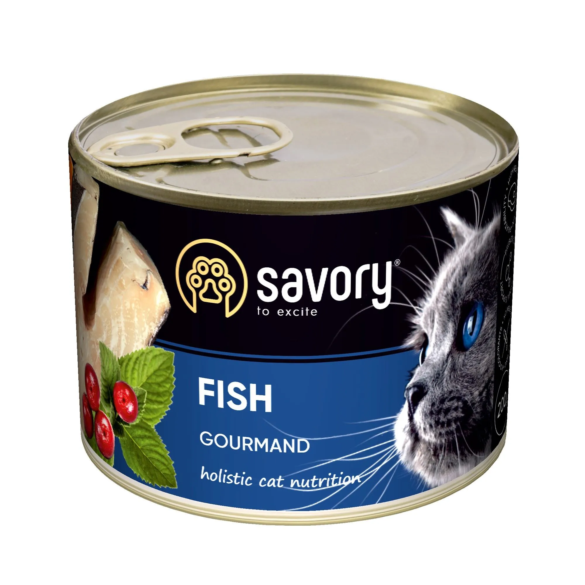 Savory Cat Gourmand Fish влажный корм с рыбой для длинношерстных кошек гурманов - 200 г