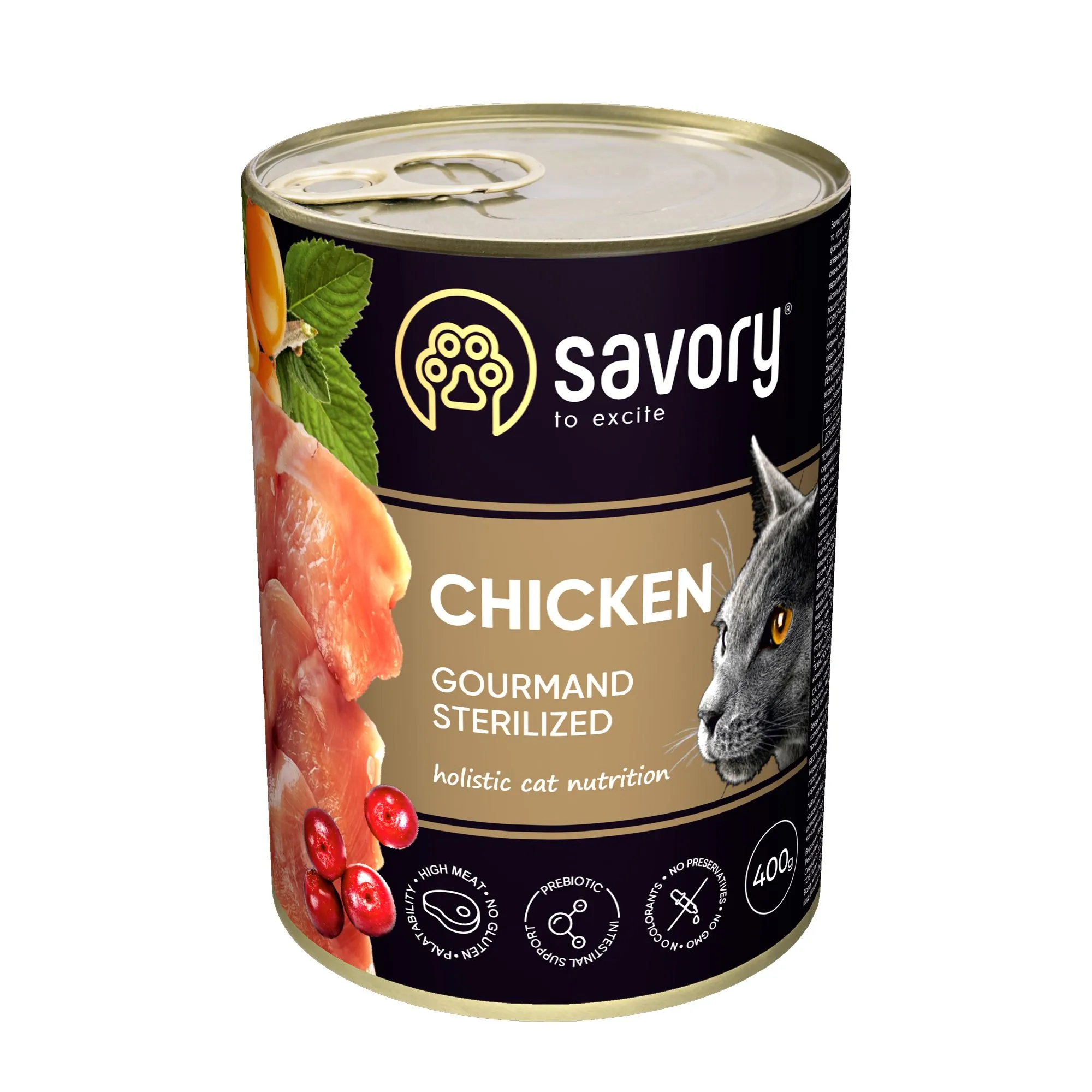 Savory Cat Gourmand Sterilized Сhicken влажный корм c курицей для стерилизованных кошек всех пород - 400 г