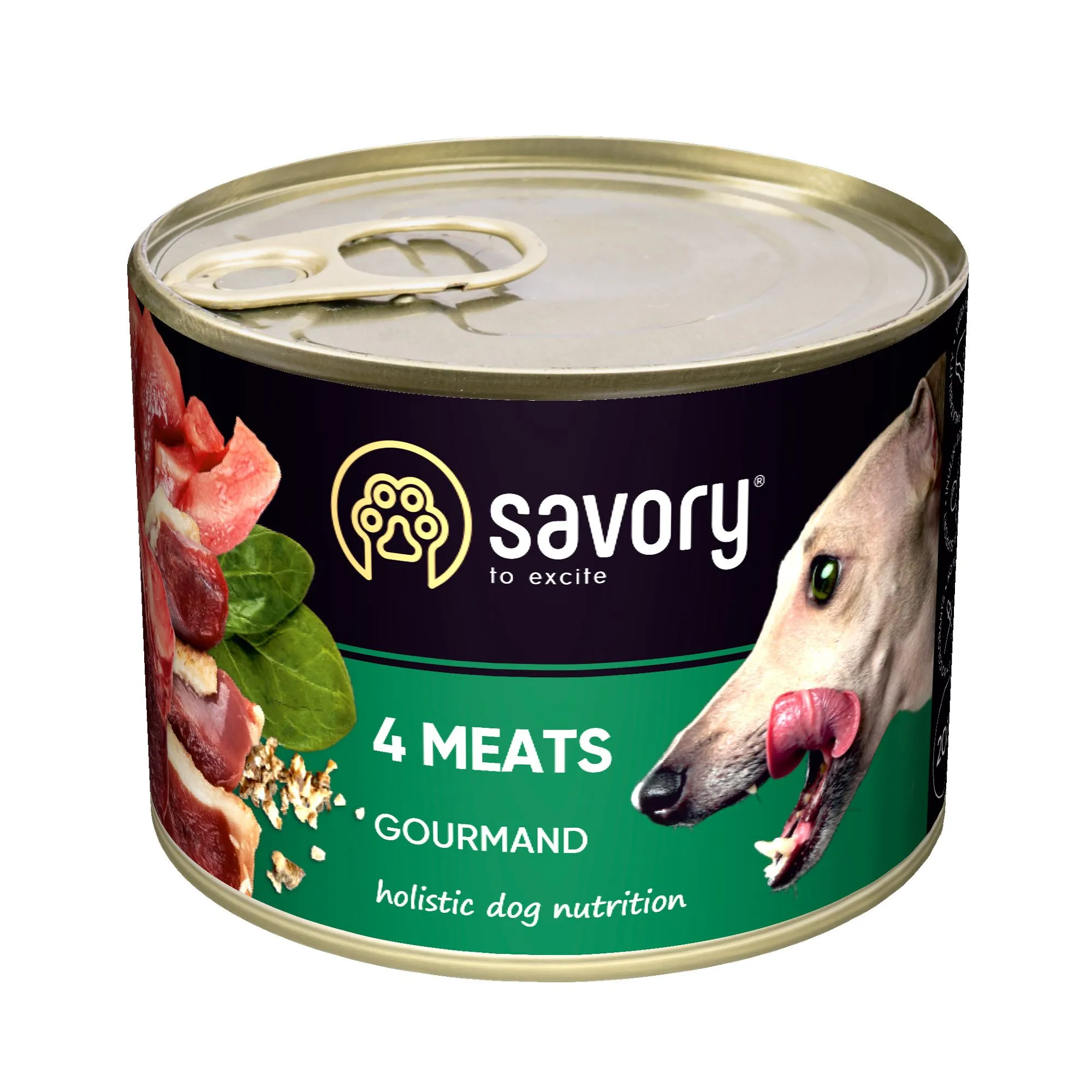 Savory Dog Gourmand 4 meats влажный корм с четырьмя видами мяса для взрослых собак гурманов всех пород - 200 г
