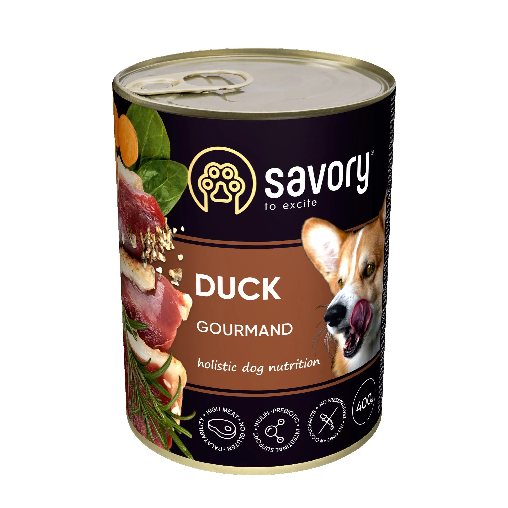 Savory Dog Gourmand Duck влажный корм с уткой для взрослых собак гурманов всех пород – 400 г