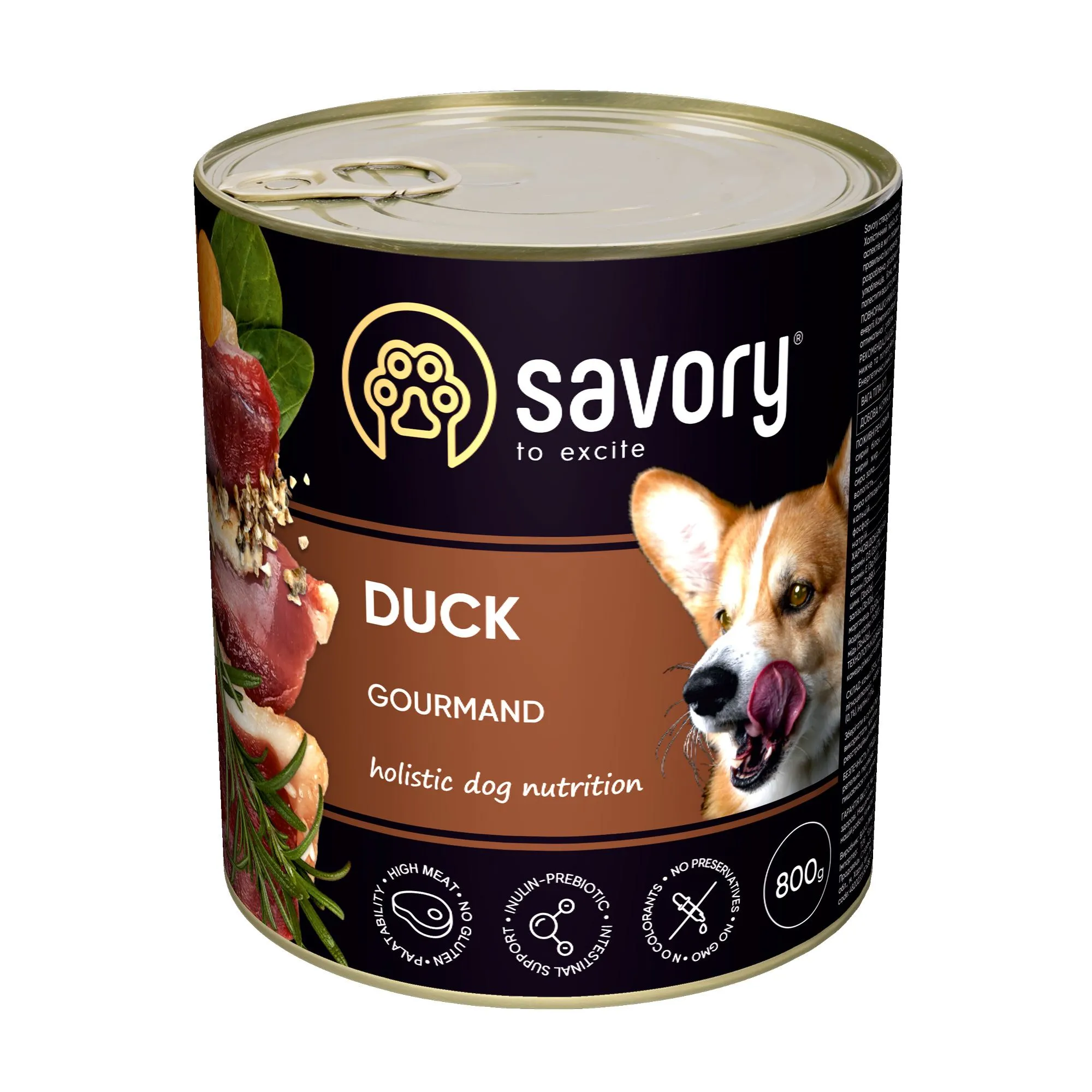 Savory Dog Gourmand Duck влажный корм с уткой для взрослых собак гурманов всех пород – 800 г