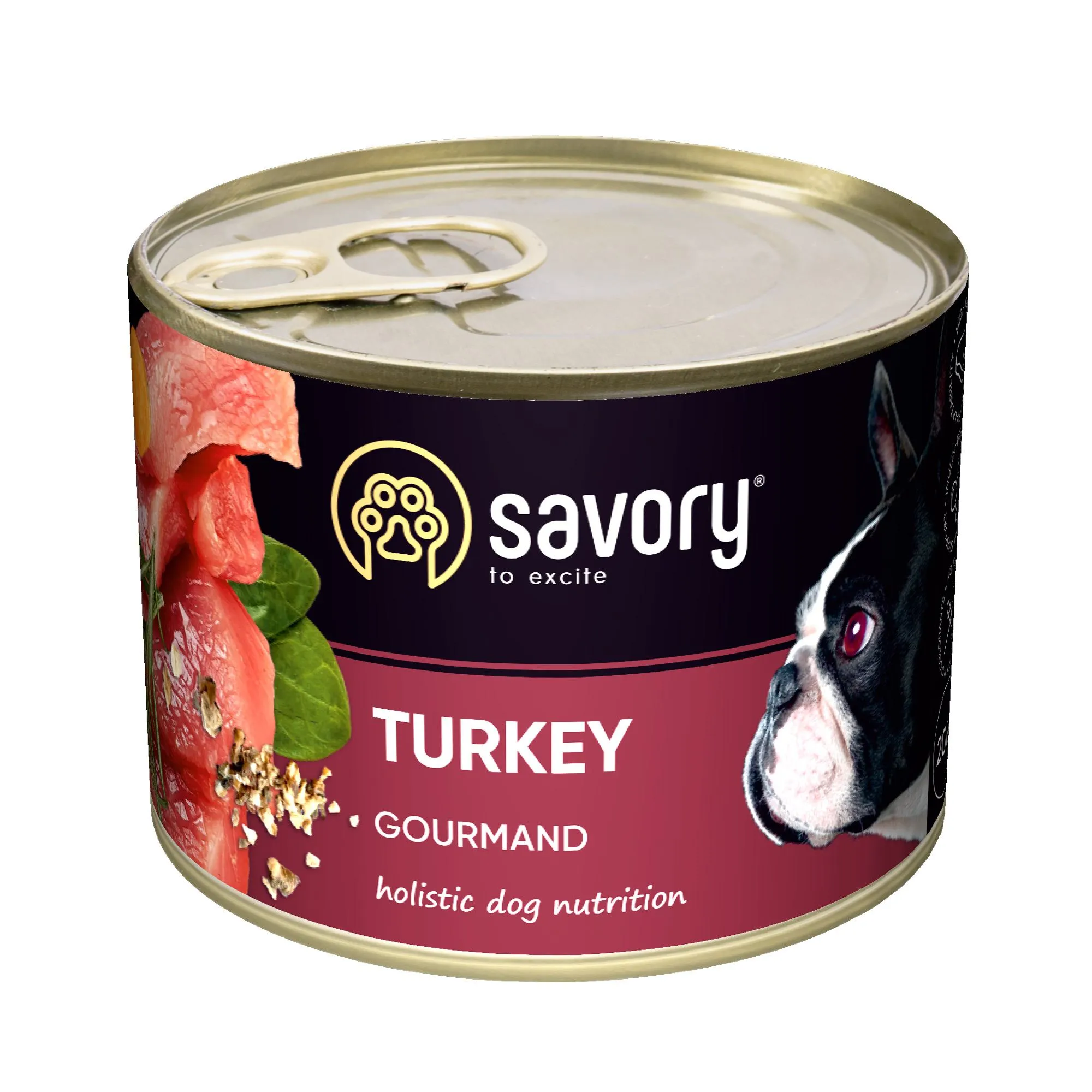 Savory Dog Gourmand Turkey влажный корм с мясом индейки для взрослых собак гурманов всех пород – 200 г