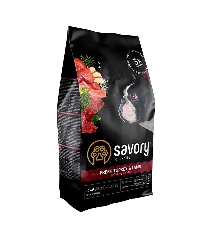 Savory Fresh Turkey & Lamb Adult Small Breeds сухой корм из свежего мяса индейки и ягненка для маленьких пород собак – 1 кг