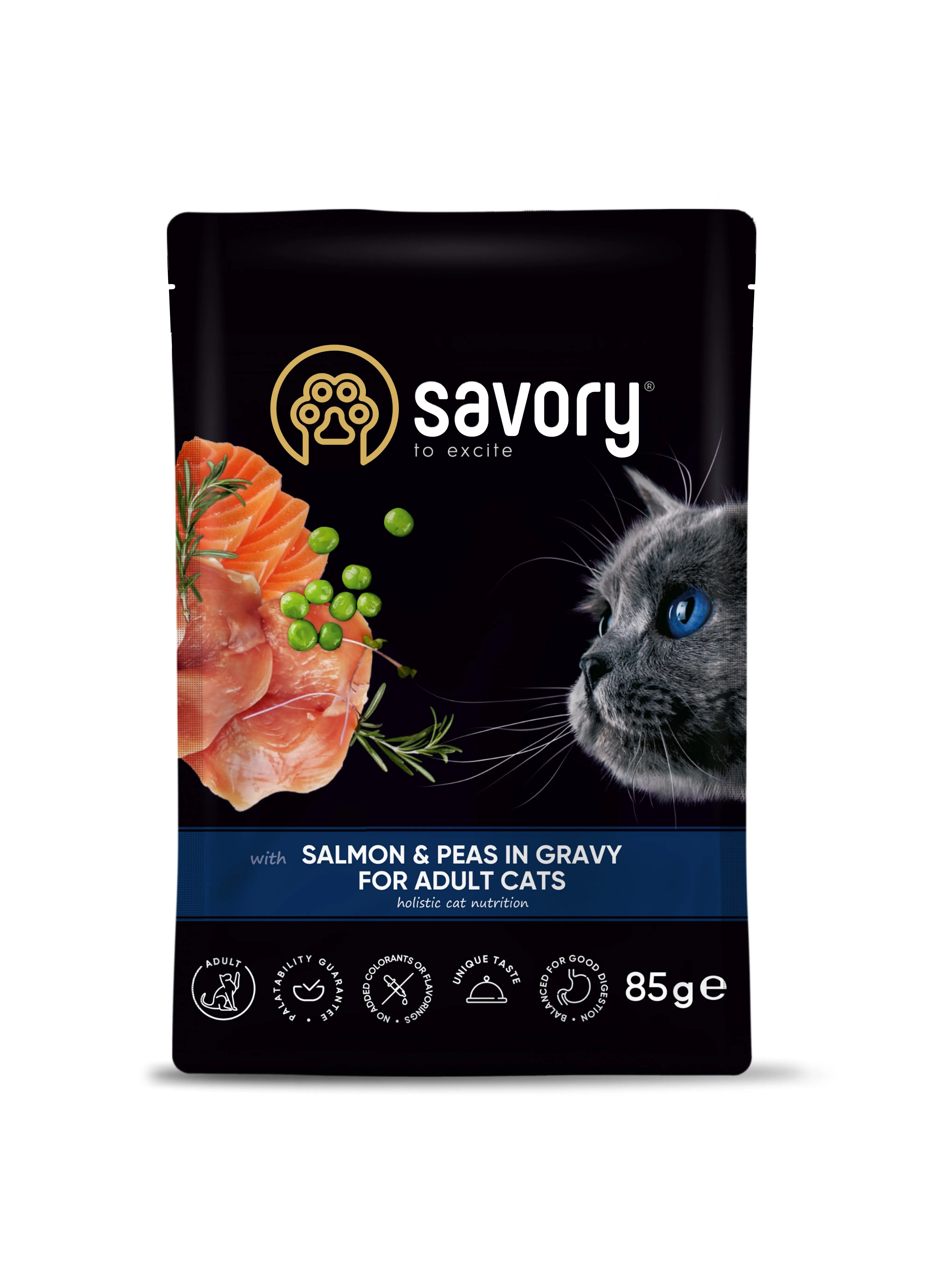Savory Salmon&Peas in Gravy for Adult Cats влажный корм лосось с горохом в соусе для взрослых кошек - 85 г