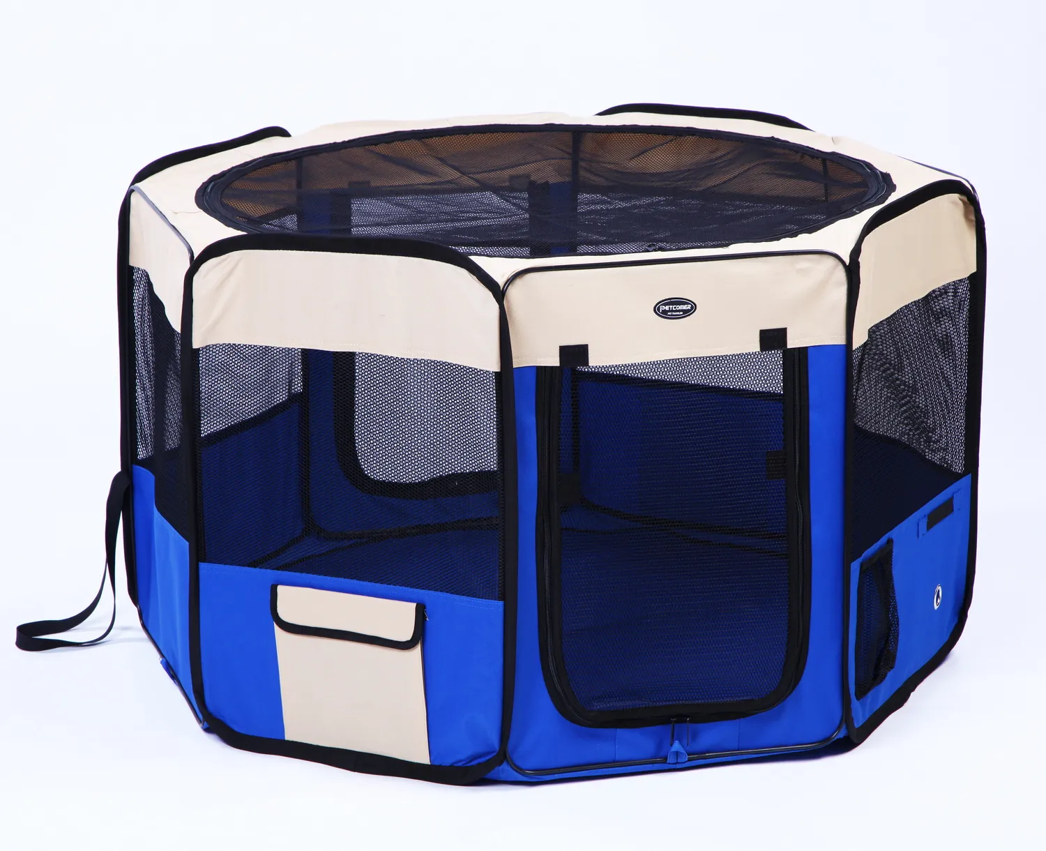 SENFUL Foldable Pet Play Pen вольер-манеж для щенков, синий с бежевым, 61х61 см