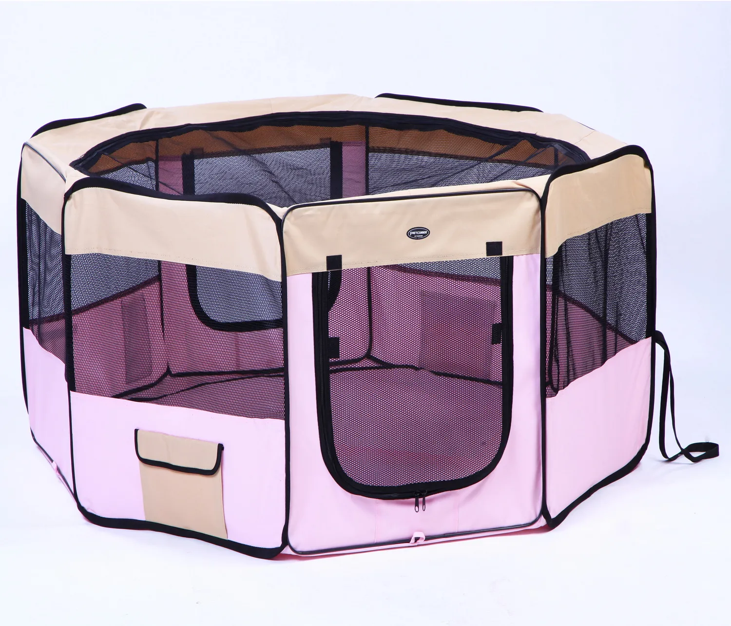 SENFUL Foldable Pet Play Pen вольер-манеж для щенков, розовый с бежевым, 61х61 см