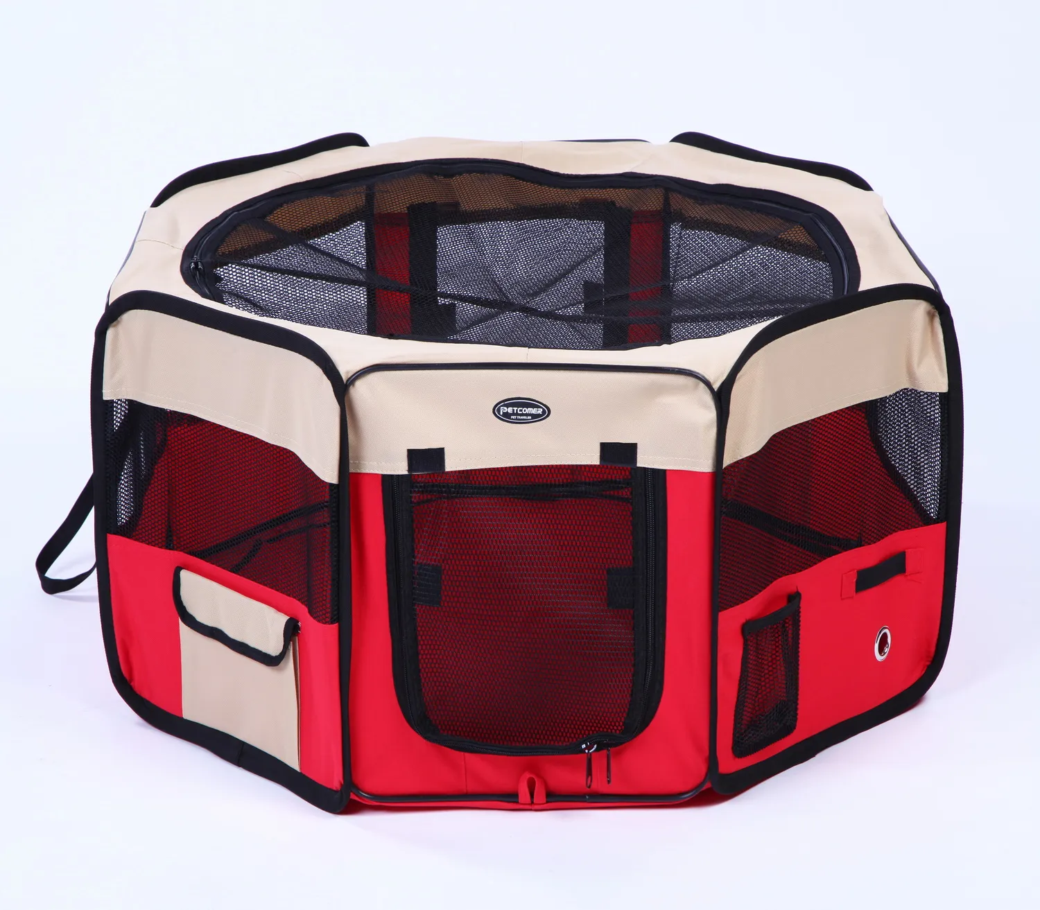 SENFUL Foldable Pet Play Pen вольер-манеж для щенков, красный с бежевым, 45х58 см