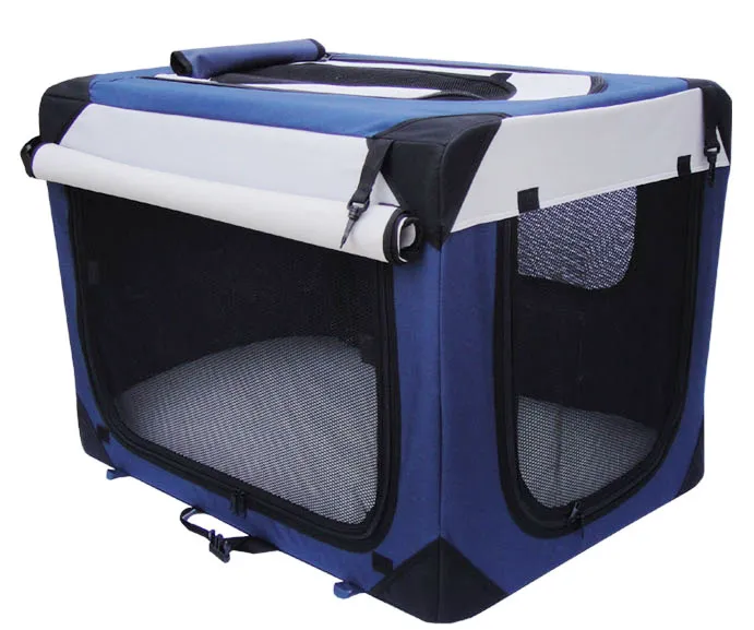 SENFUL Pet Soft Crate M м'яка клітка для собак з флісовим килимком та чохлом, синьо-сіра, 60х42х42 см