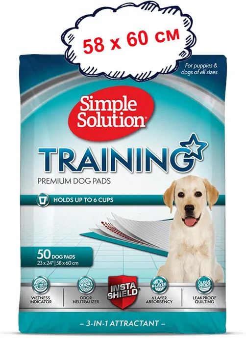 Simple Solution Training Premium Dog Pads влагопоглощающие гигиенические пеленки для собак (58х60 см) – 50 шт
