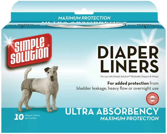 Simple Solution Diaper Liners Ultra Absorbency влагопоглощая гигиенические прокладки для собак (10 шт., 7х19х2 см)