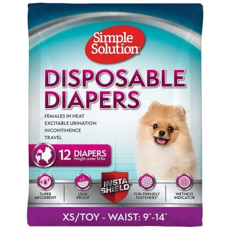 Simple Solution Disposable Diapers XS/TOY гигиенические подгузники для собак миниатюрных пород - XS (12 шт.)