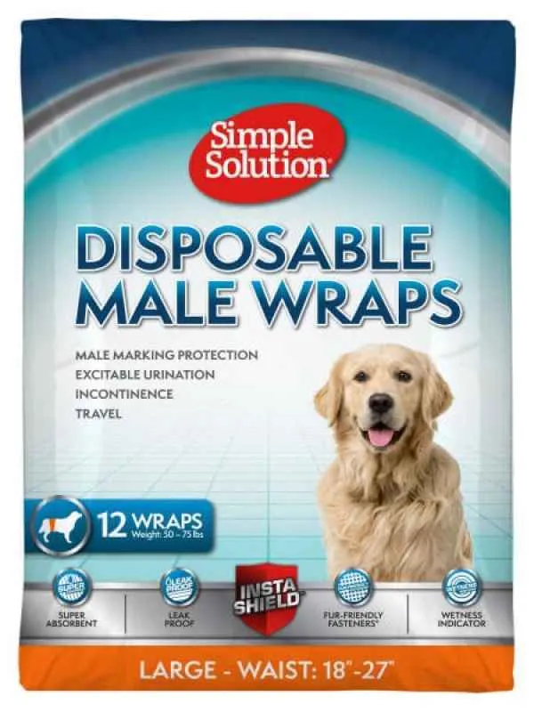 Simple Solution Disposable Male Wraps Large влагопоглощающие одноразовые гигиенические пояса для собак (L, 12 шт.)