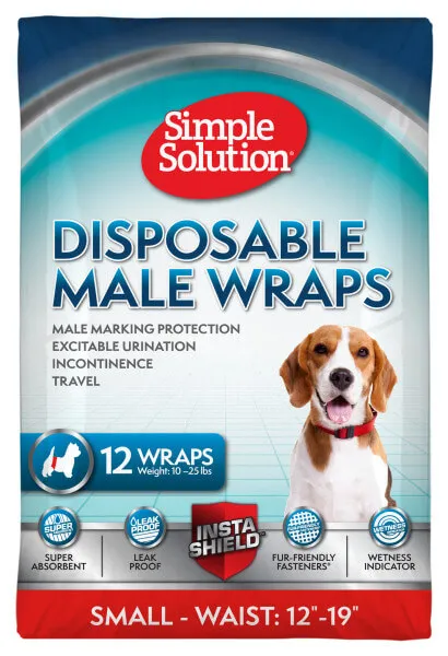 Simple Solution Disposable Male Wraps Small влагопоглощающие одноразовые гигиенические пояса для собак (S, 12 шт.)