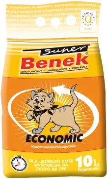 Super Benek Cat Litter Economic Natural бентонитовый наполнитель Экономный для кошачьего туалета без запаха - 10 л/8,4 кг