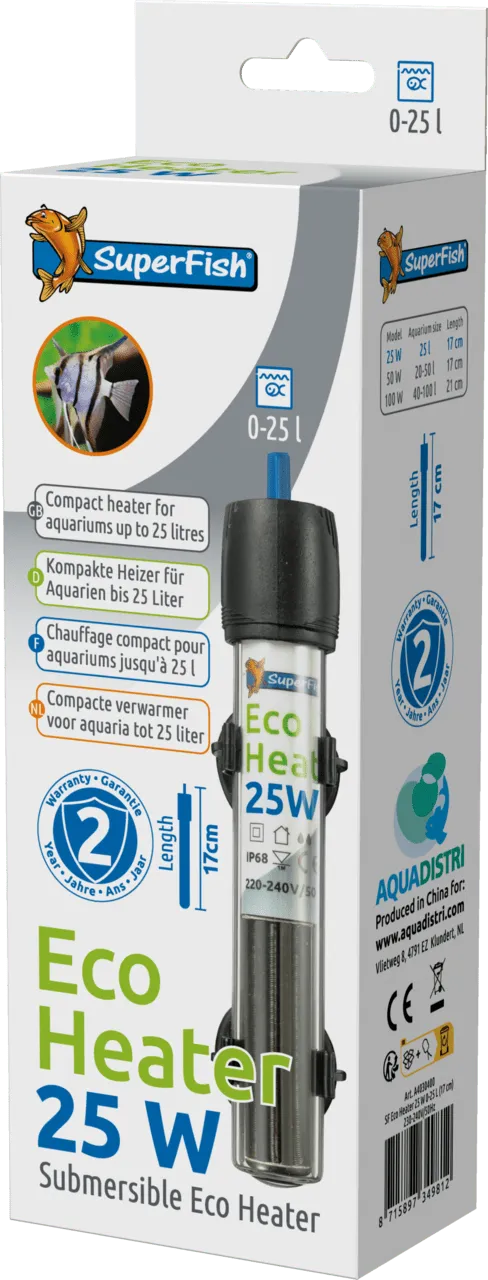 SuperFish ECO HEATER 25 W 0-25 л (17 см) обогреватель для аквариума