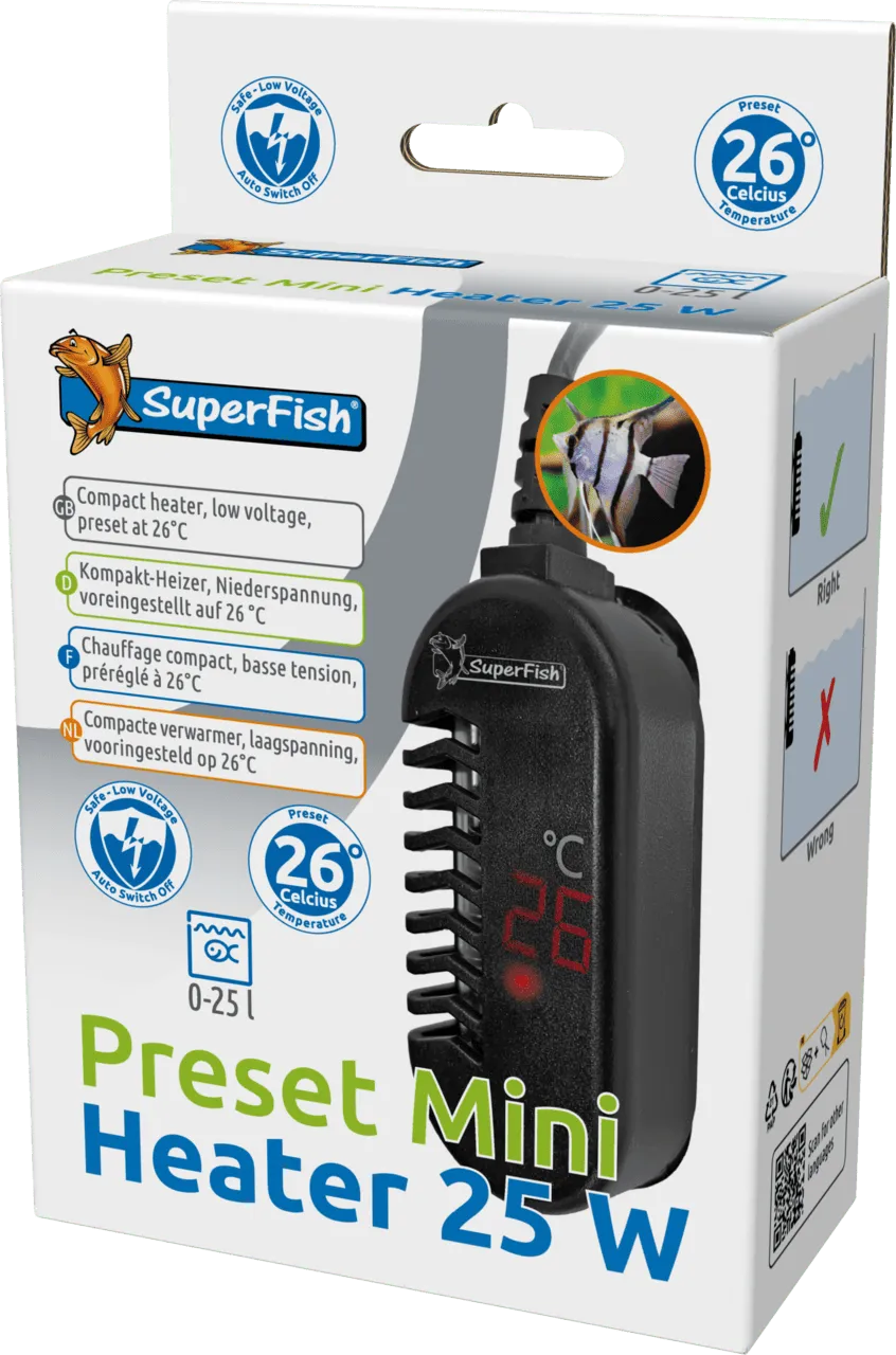 SuperFish Preset Mini Heater 25 W обогреватель для аквариума