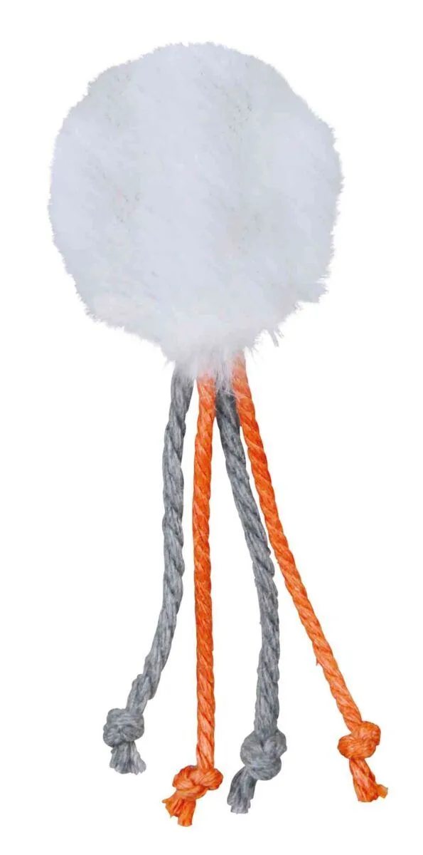 Trixie Игрушка Мячик меховой для кошек, с пером, 4 см