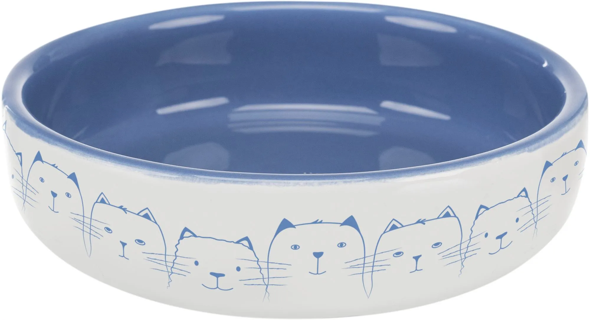 Trixie Миска для кошек коротконосых пород, керамическая, 15 см, 300 мл (светло-синяя/белая)