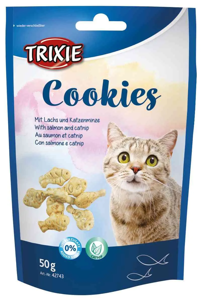 Trixie Лакомство Cookies для кошек печенье с лососем и кошачьей мятой 50 г