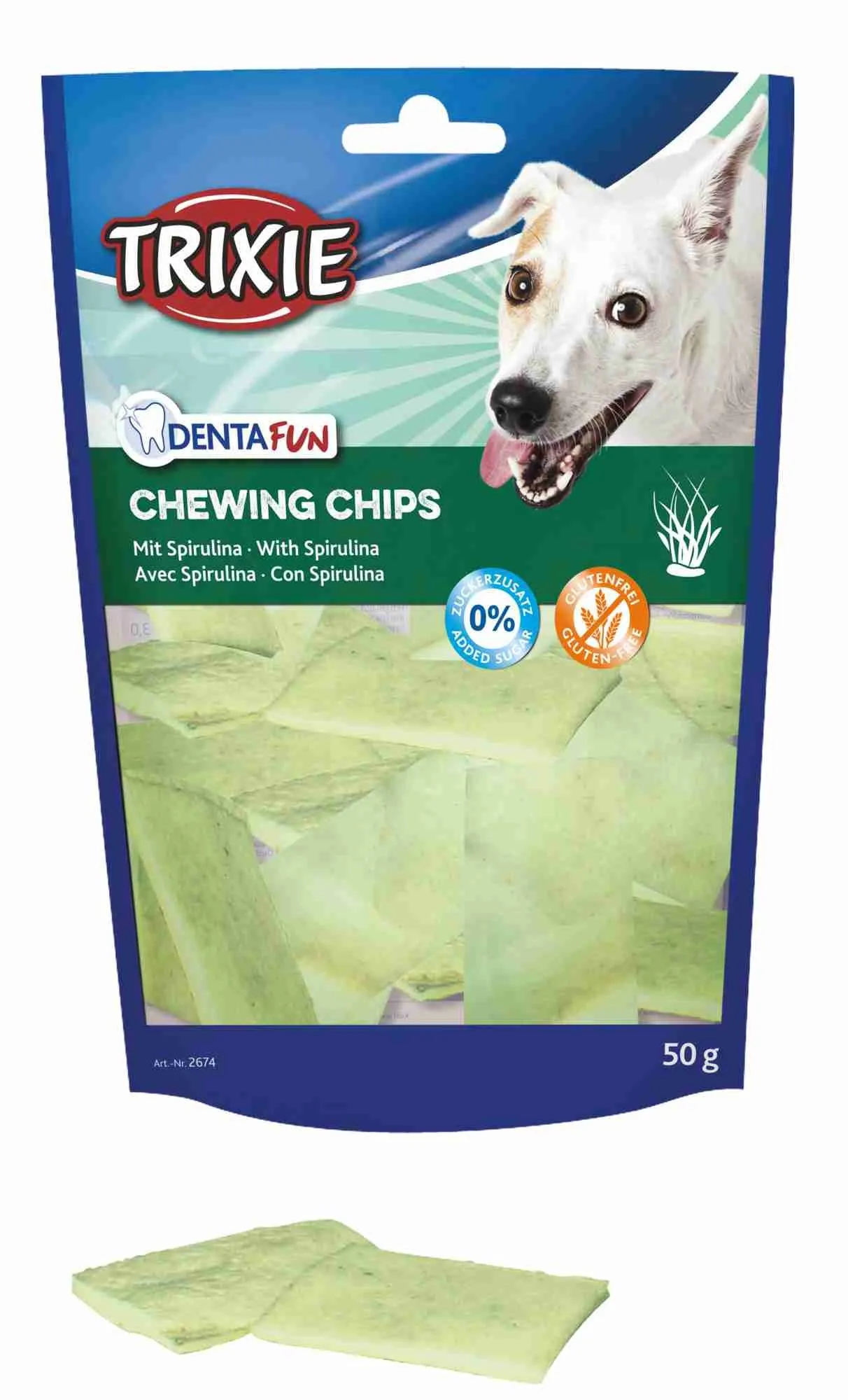 Trixie Denta Fun лакомство Chewing Chips для собак пластинки для чистки зубов со спирулиной 50 г