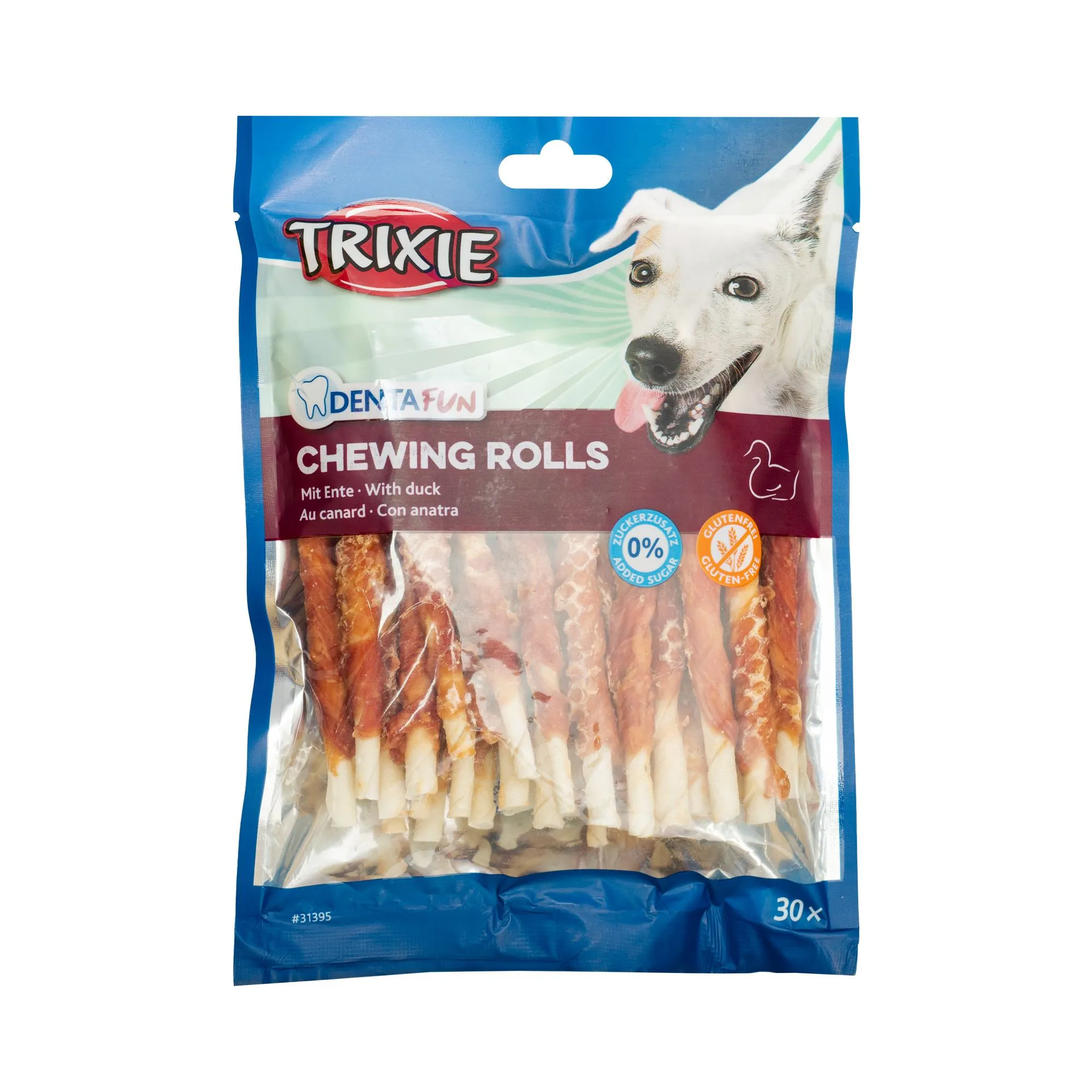 Trixie Denta Fun Chewing Rolls лакомство для собак Палочка для чистки зубов с уткой 12 см 240 г 30 шт