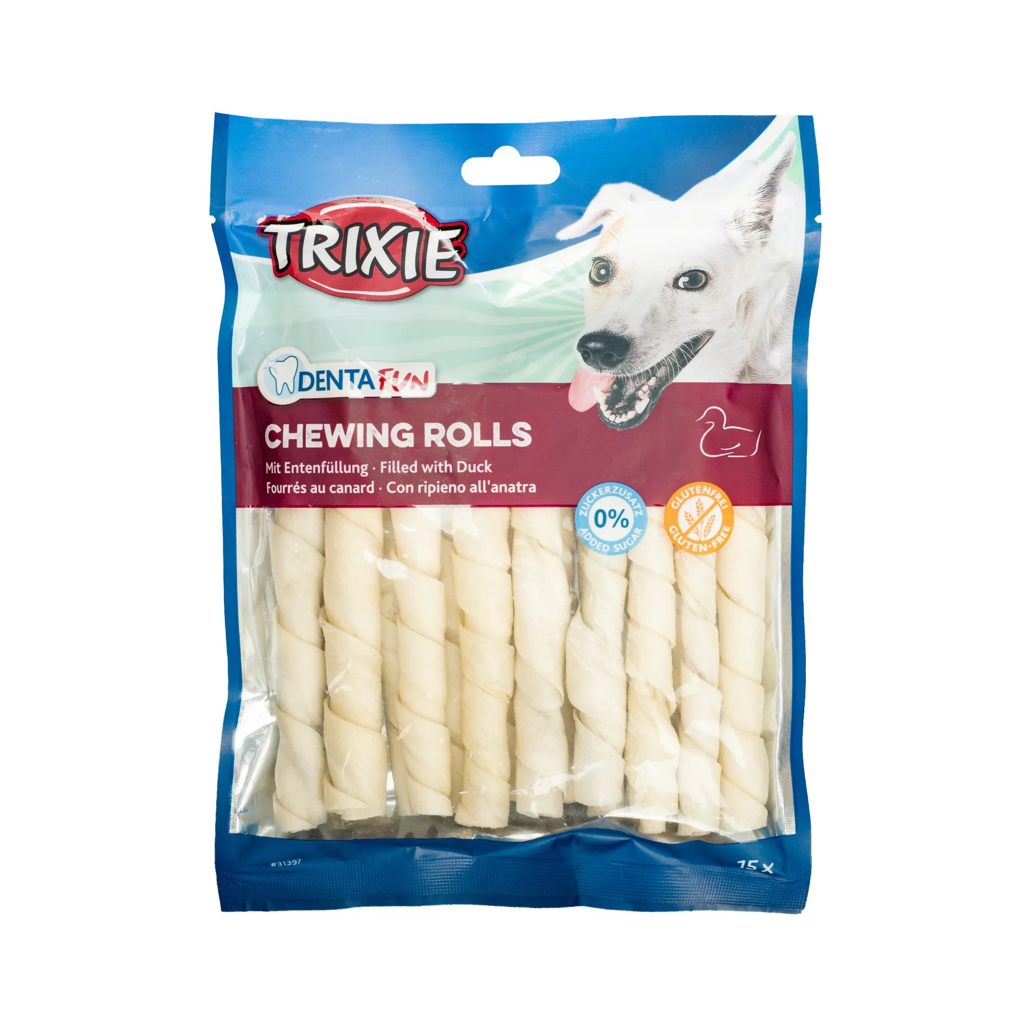 Trixie Denta Fun Chewing Rolls лакомство для собак Палочка для чистки зубов с уткой 12 см 270 г 15 шт