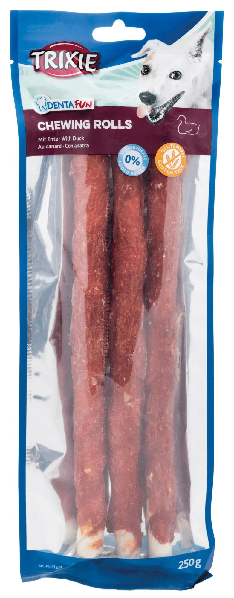 Trixie Denta Fun Chewing Rolls лакомство для собак Палочка для чистки зубов с уткой 28 см 250 г 3 шт