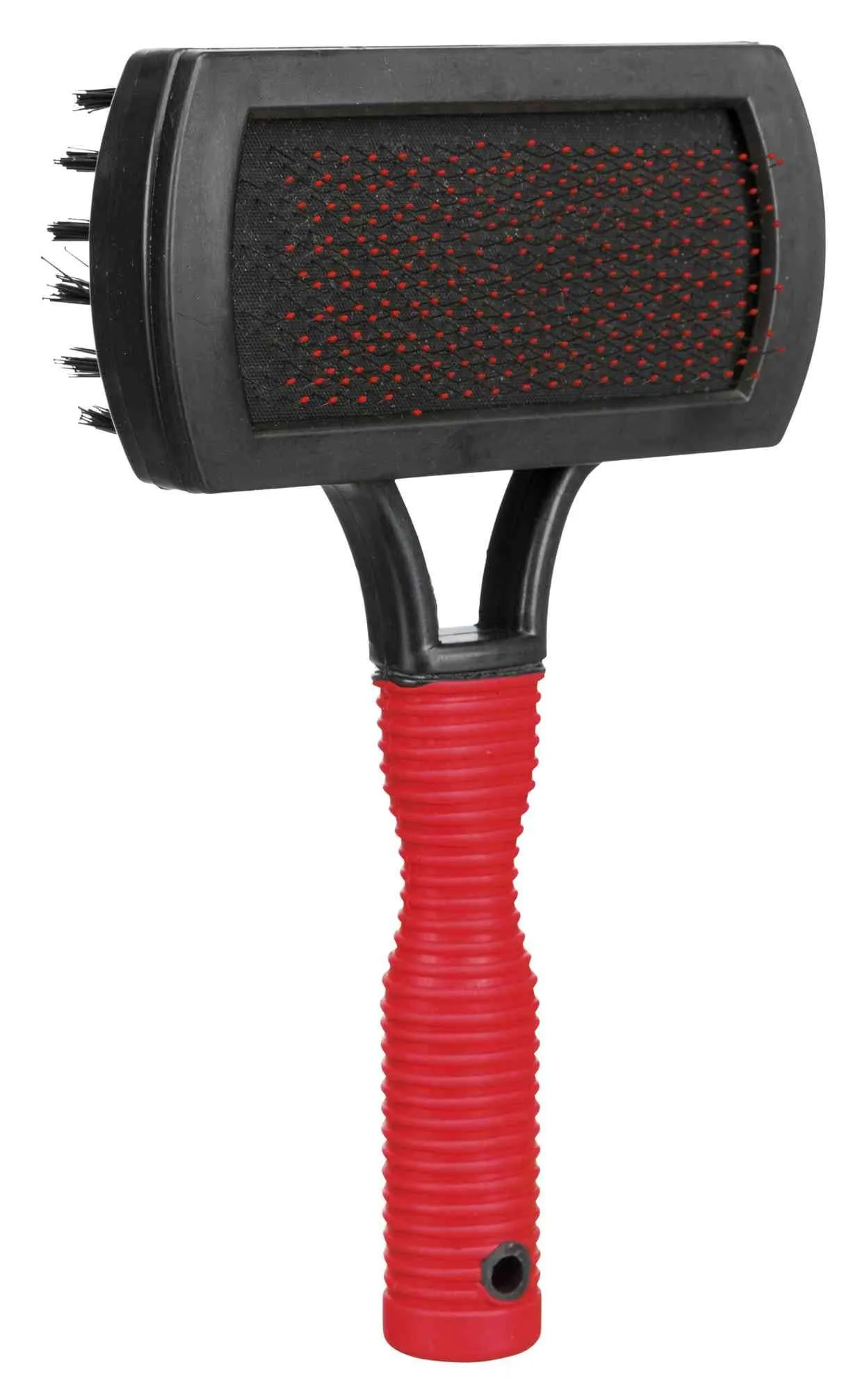 Trixie Щётка-пуходёрка двухсторонняя, с резиновой ручкой и защитными шариками 10 см / 17 см