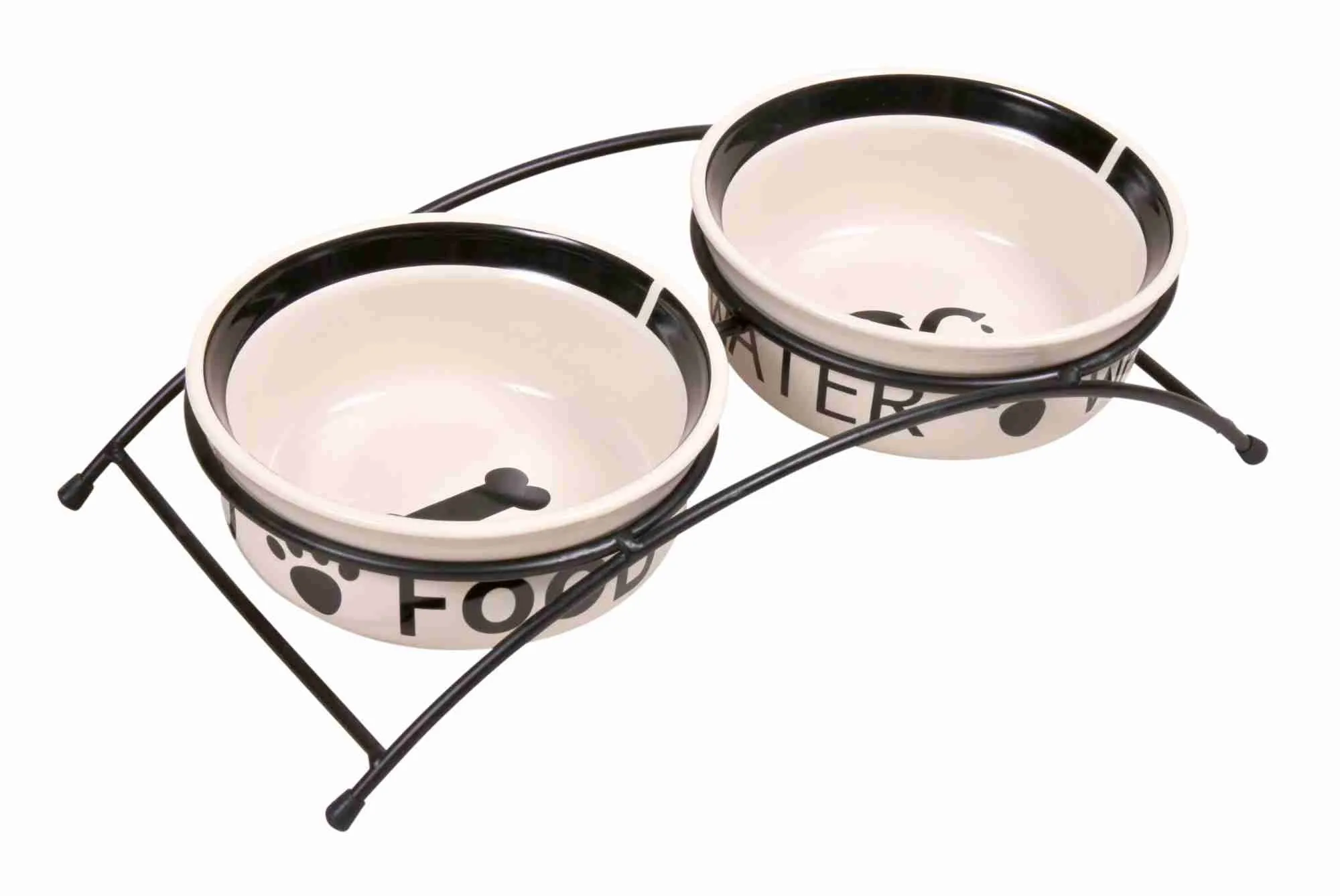Trixie Миски Eat on Feet для собак, на металлической подставке, керамические, 15 см, 2х600 мл