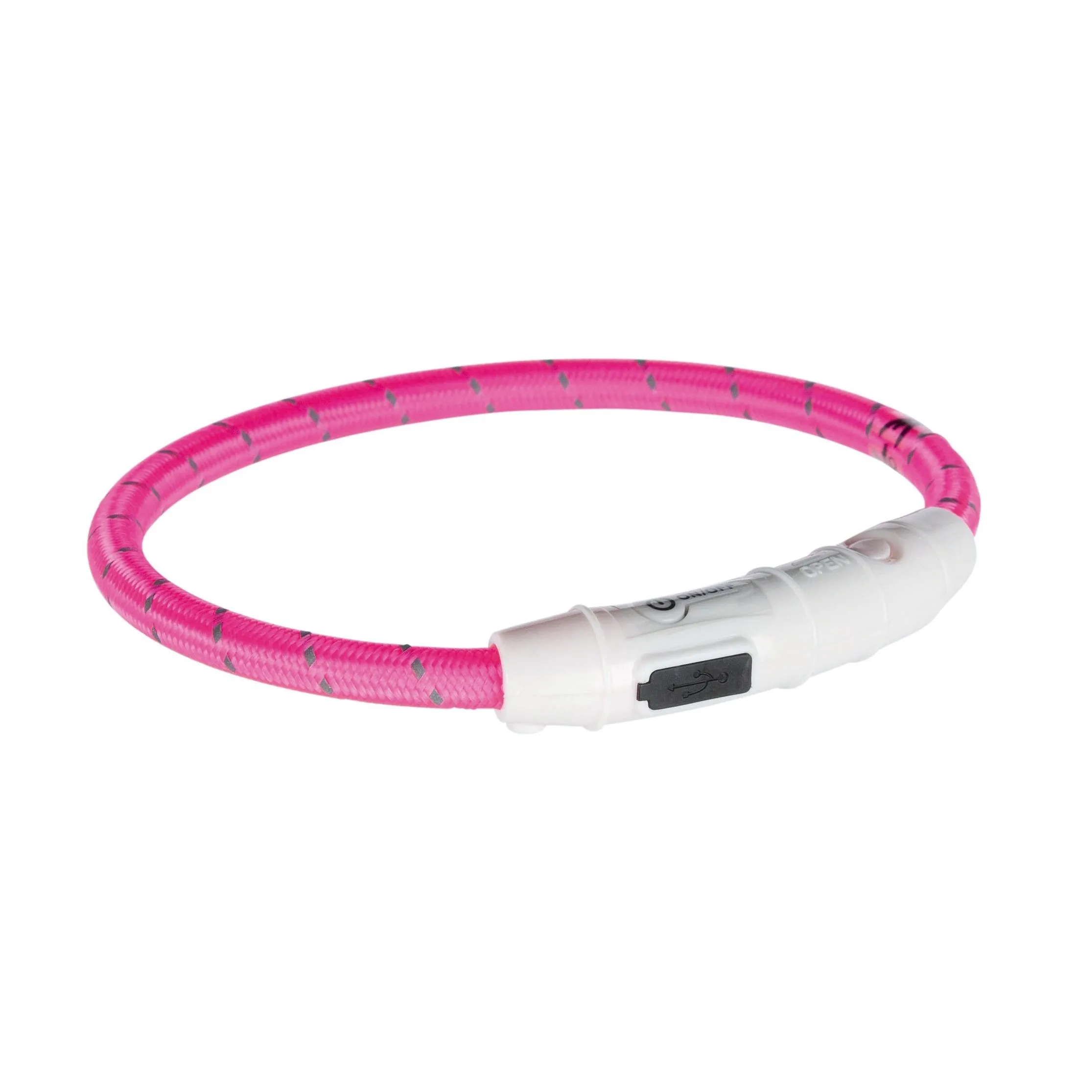 Trixie Flash ошейник для собак, с подсветкой и USB, L-XL: 65 см/7 мм, розовый