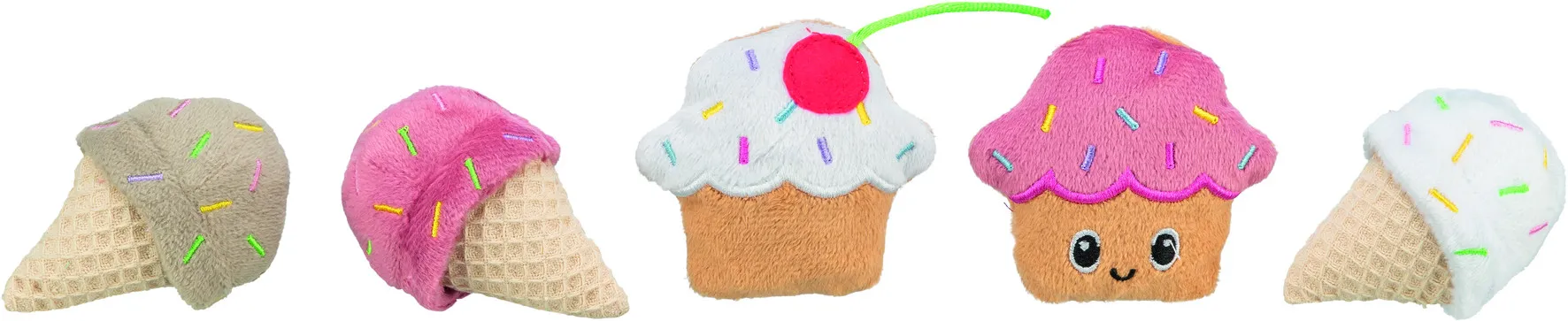 Trixie Игрушка Мороженое и пирожное плюш с кошачьей мятой для кошек 7 см