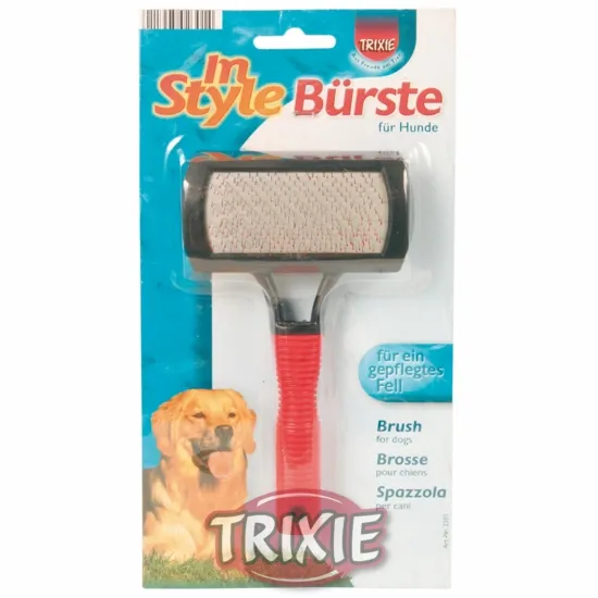 Trixie Щетка-пуходерка с резиновой ручкой и защитными шариками, 10х17 см