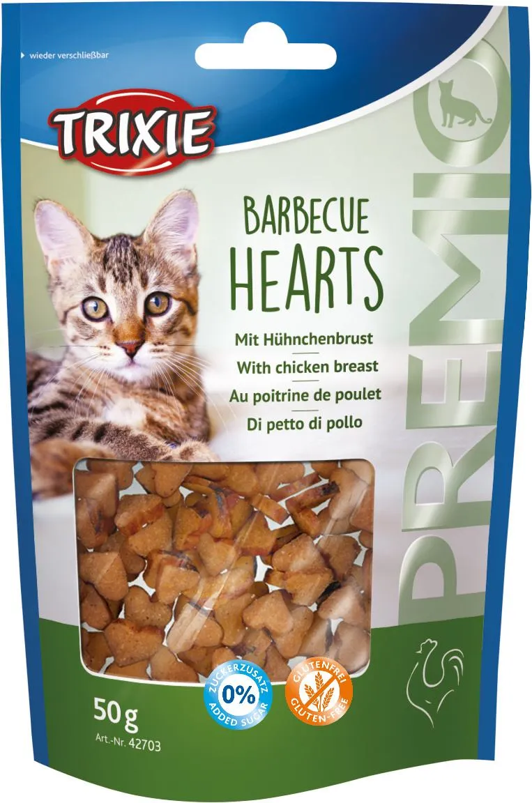 Trixie Лакомство Premio Barbecue Hearts для кошек сердечка с курицей 50 г